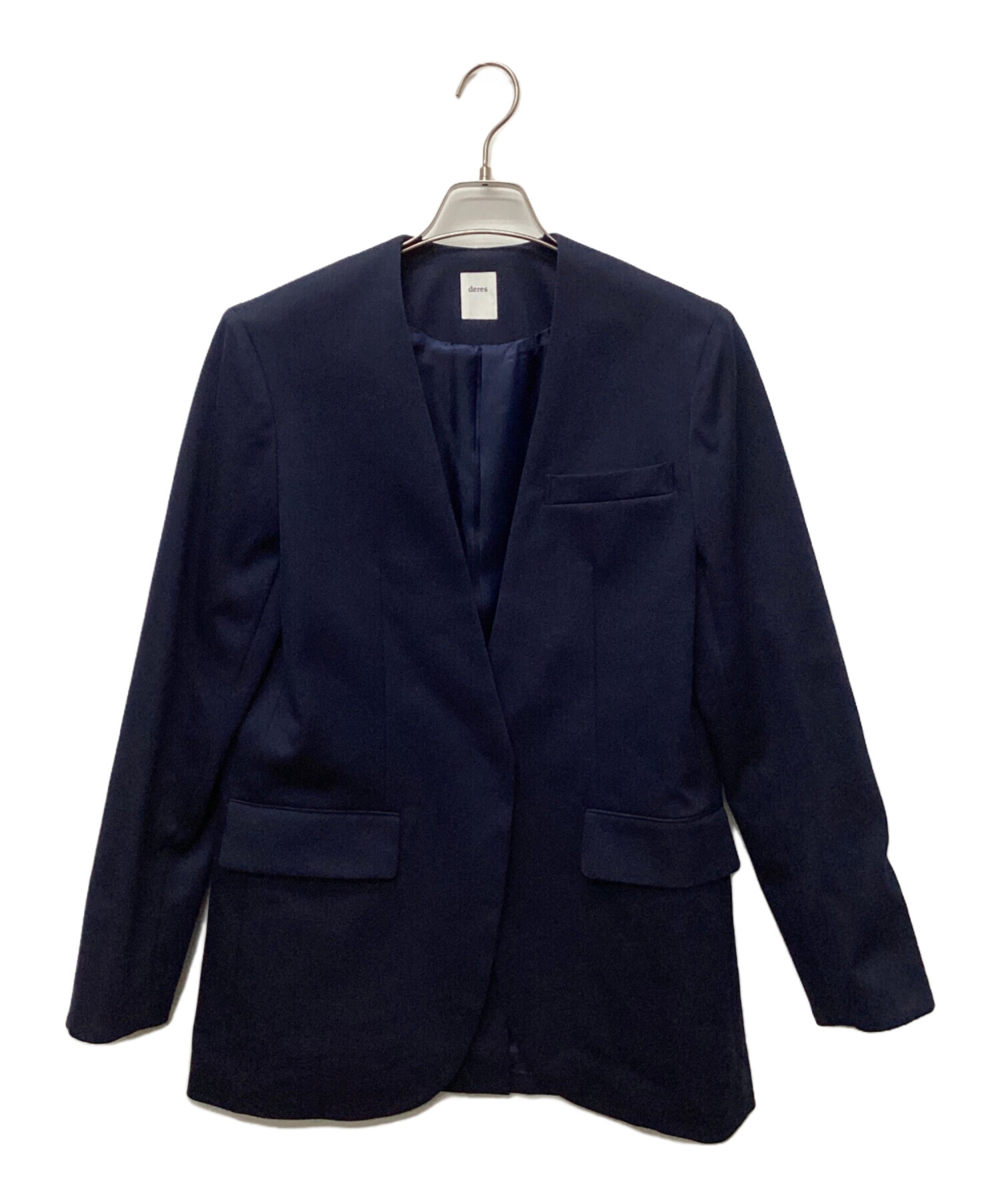deresデレス　ジャケット 中古・古着通販】deres (デレス) ノーカラージャケット ネイビー