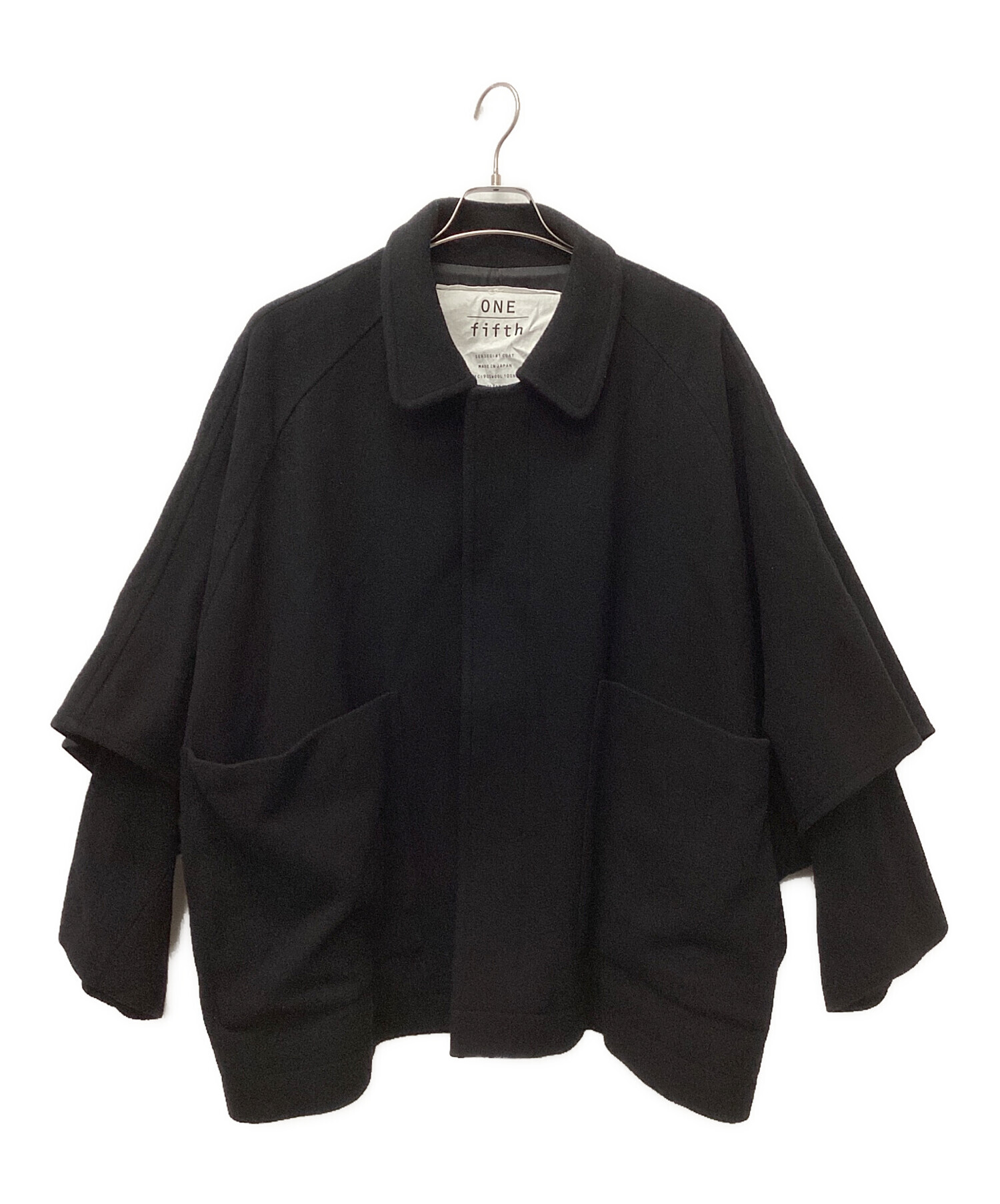 中古・古着通販】ONE FIFTH (ワンフィフス) ポンチョ型コート ブラック