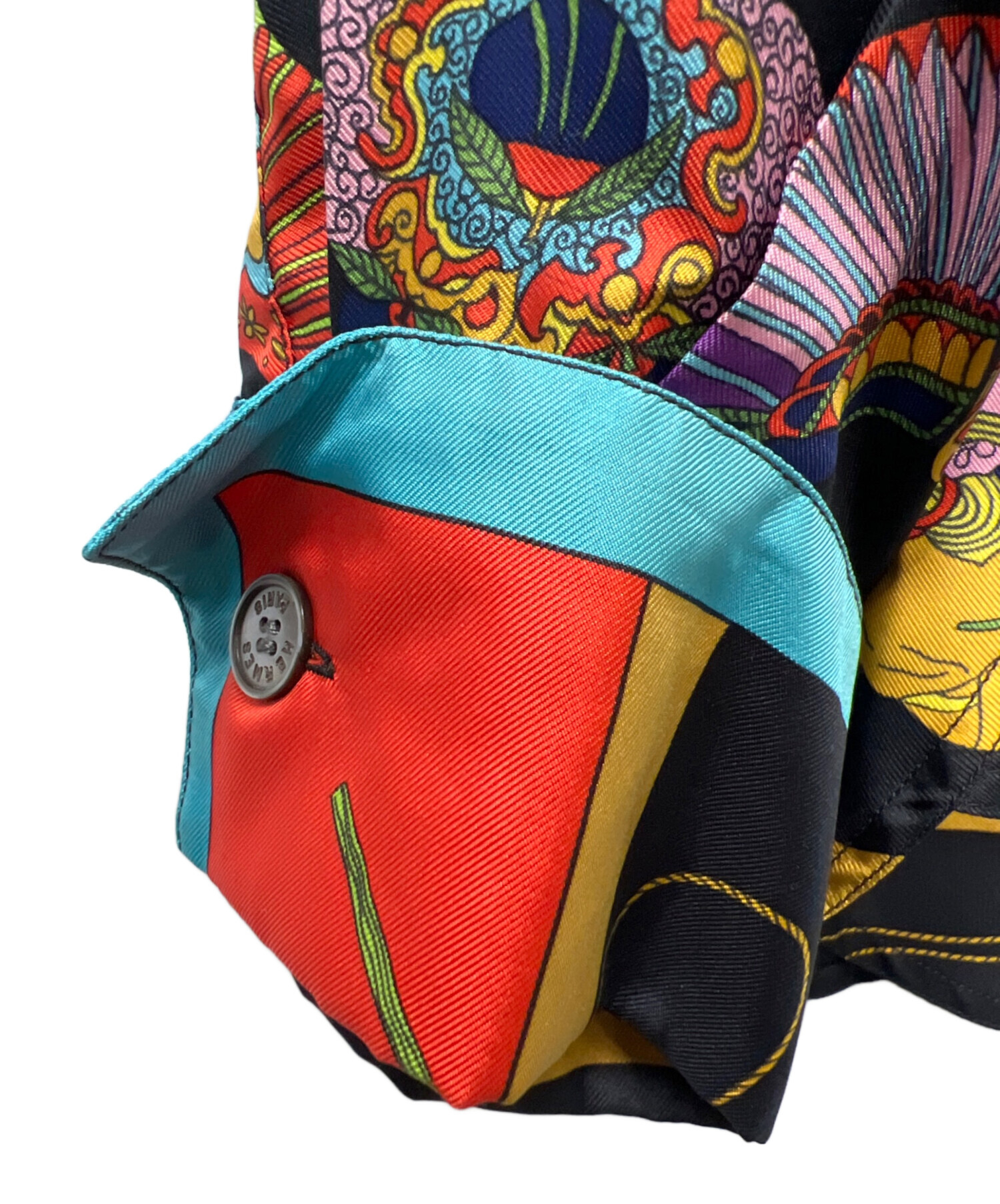 中古・古着通販】HERMES (エルメス) 総柄シルクシャツ ブラック サイズ