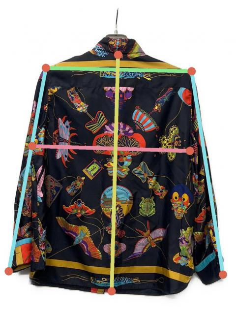 中古・古着通販】HERMES (エルメス) 総柄シルクシャツ ブラック サイズ
