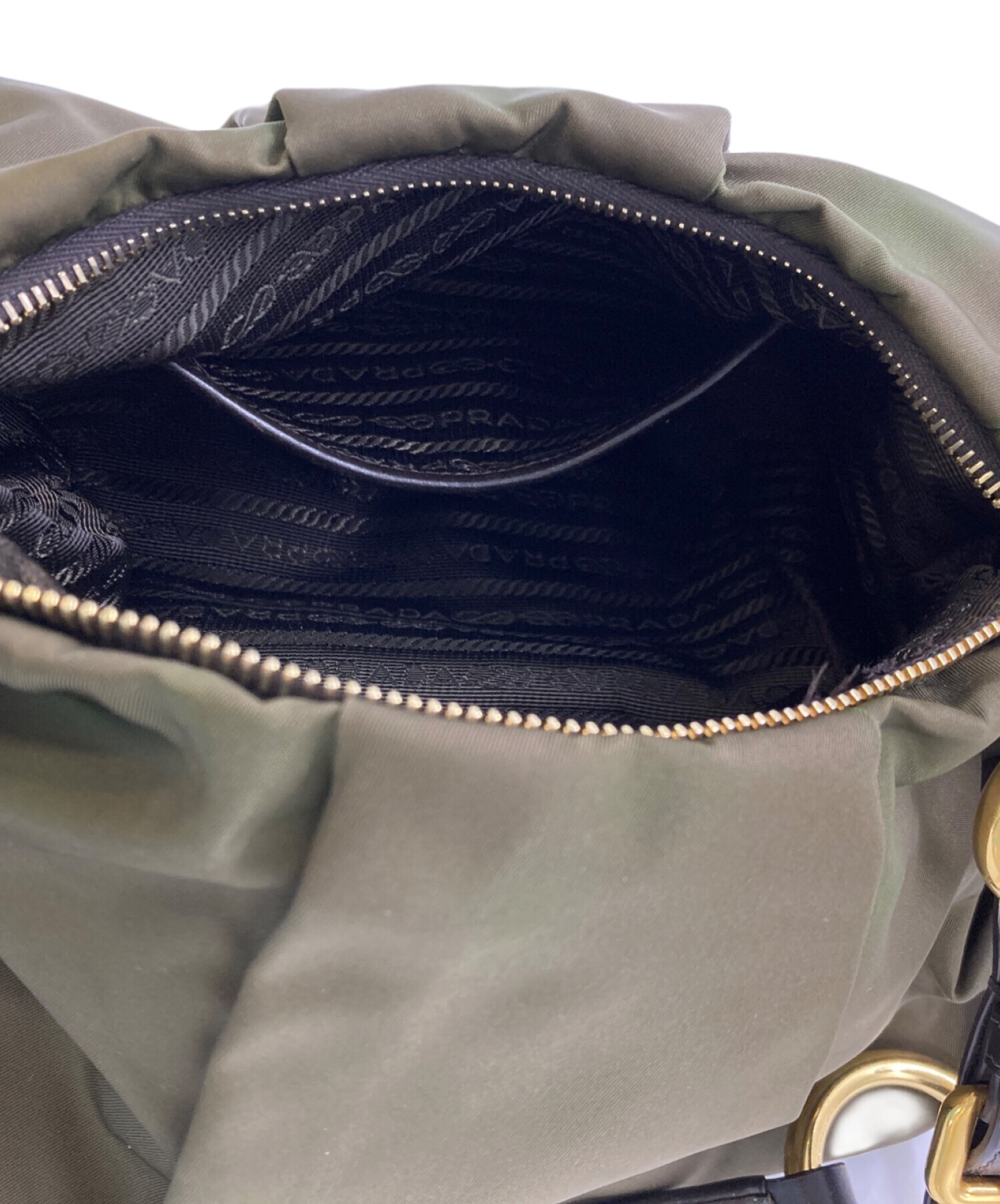 中古・古着通販】PRADA (プラダ) ワンハンドルハンドバッグ カーキ