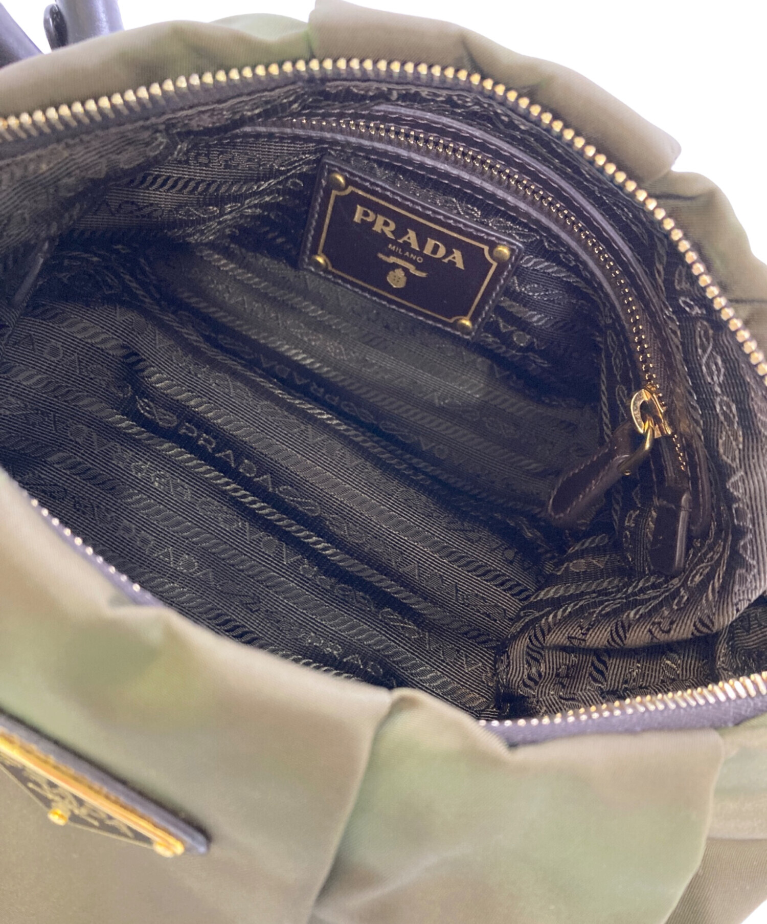 中古・古着通販】PRADA (プラダ) ワンハンドルハンドバッグ カーキ