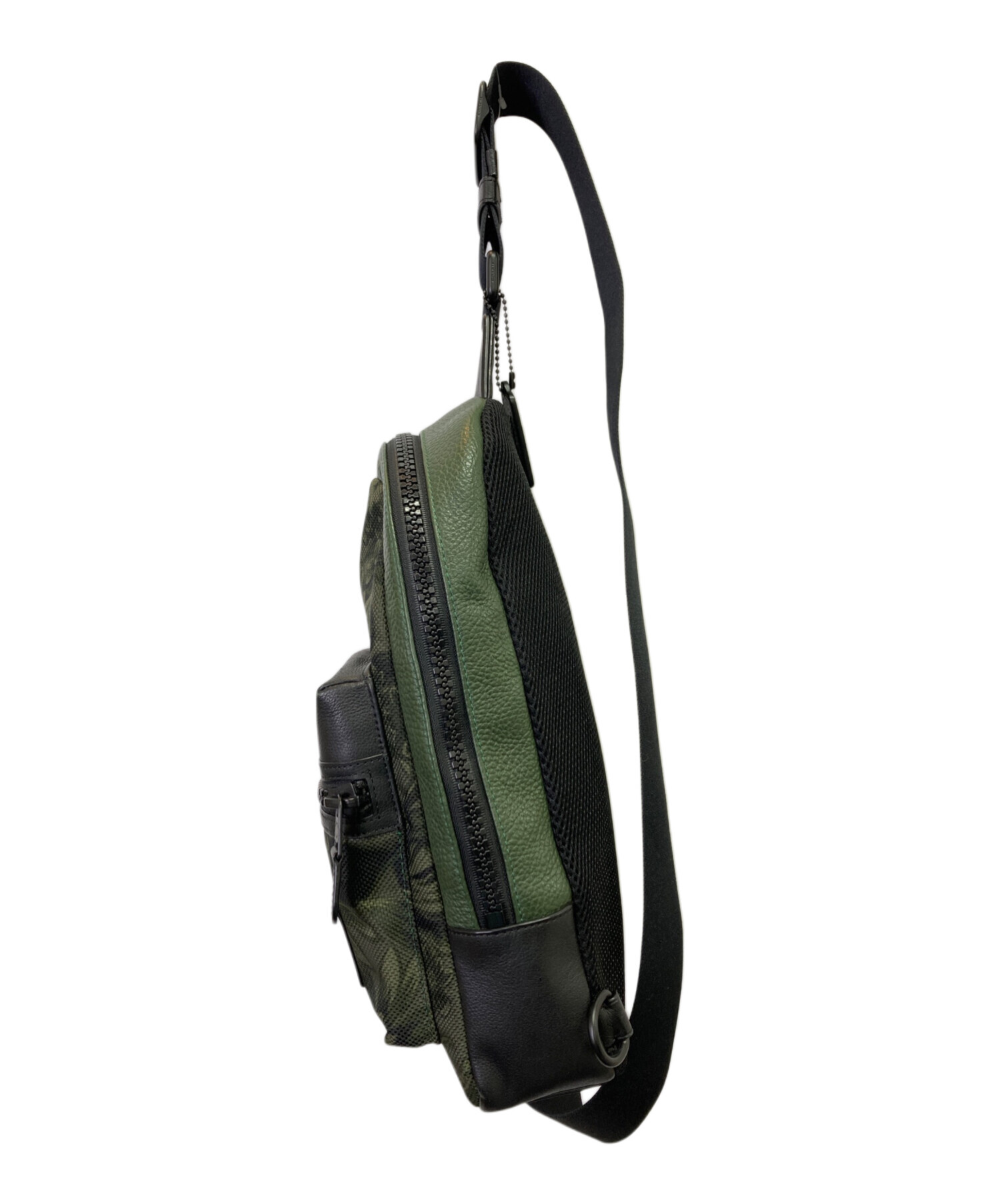 中古・古着通販】COACH (コーチ) ボディーバッグ グリーン×ブラック 