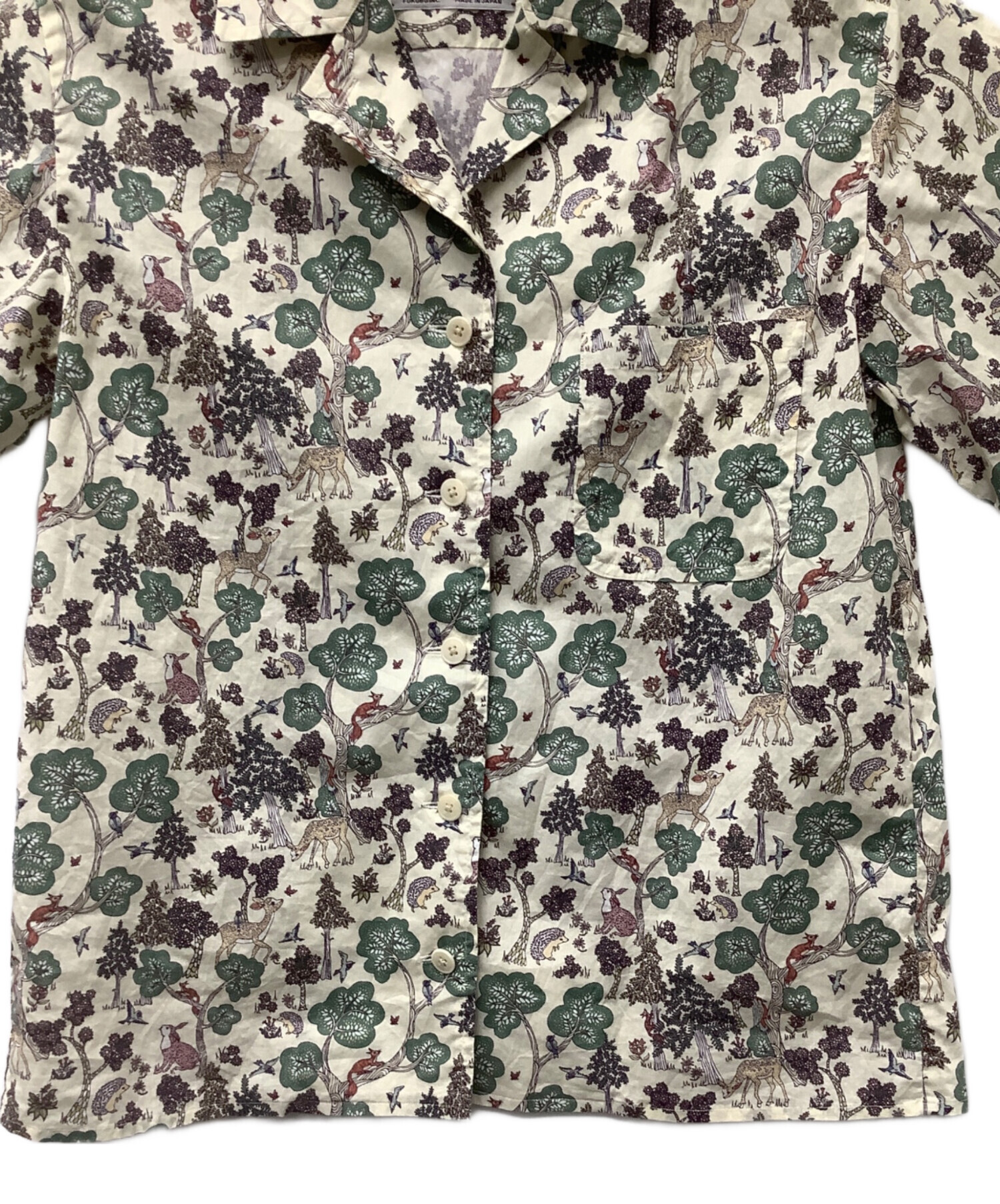 YAECA ヤエカ　リバティ　アニマル柄半袖シャツ　オープンカラー　ベージュ　M 中古・古着通販】YAECA (ヤエカ) LIBERTY (リバティ) アロハシャツ