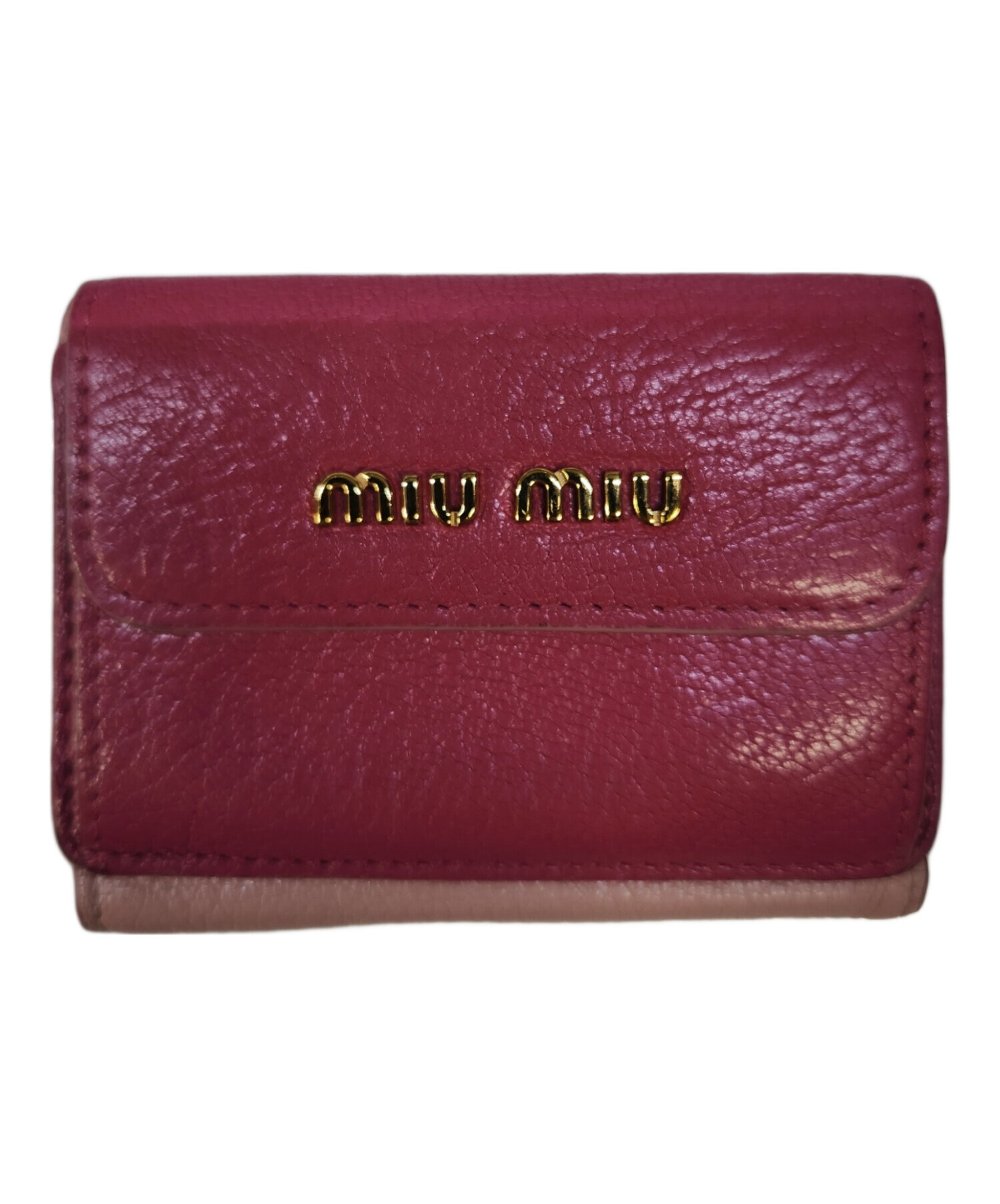 中古・古着通販】MIU MIU (ミュウミュウ) 3つ折り財布 ピンク 中古・古着通販】MIU MIU (ミュウミュウ) 3つ折り財布 ピンク