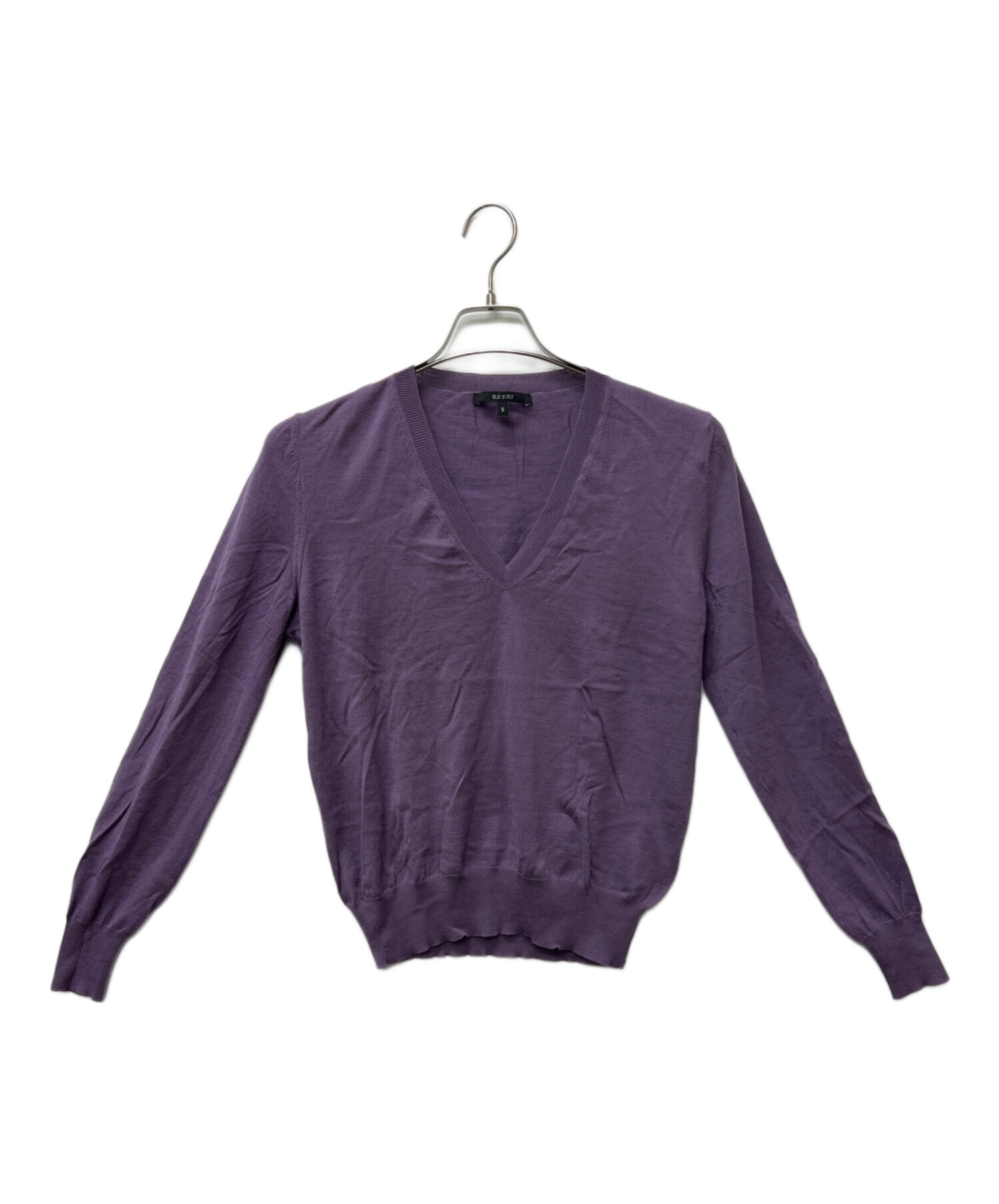 中古・古着通販】GUCCI (グッチ) Vネックニット パープル サイズ:S 
