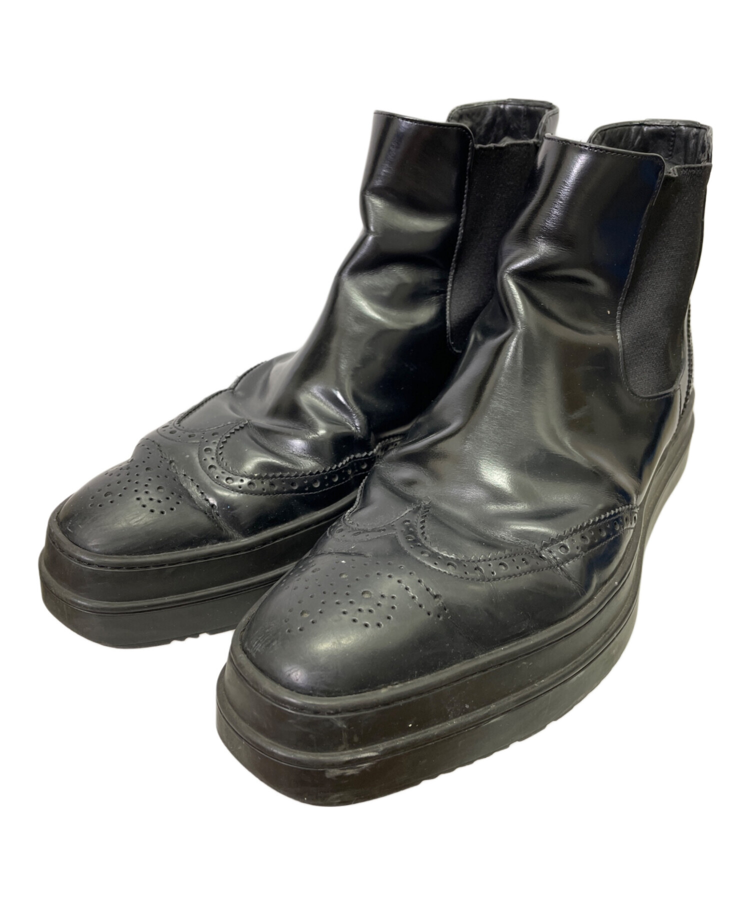 中古・古着通販】PRADA (プラダ) サイドゴアブーツ ブラック サイズ:8 
