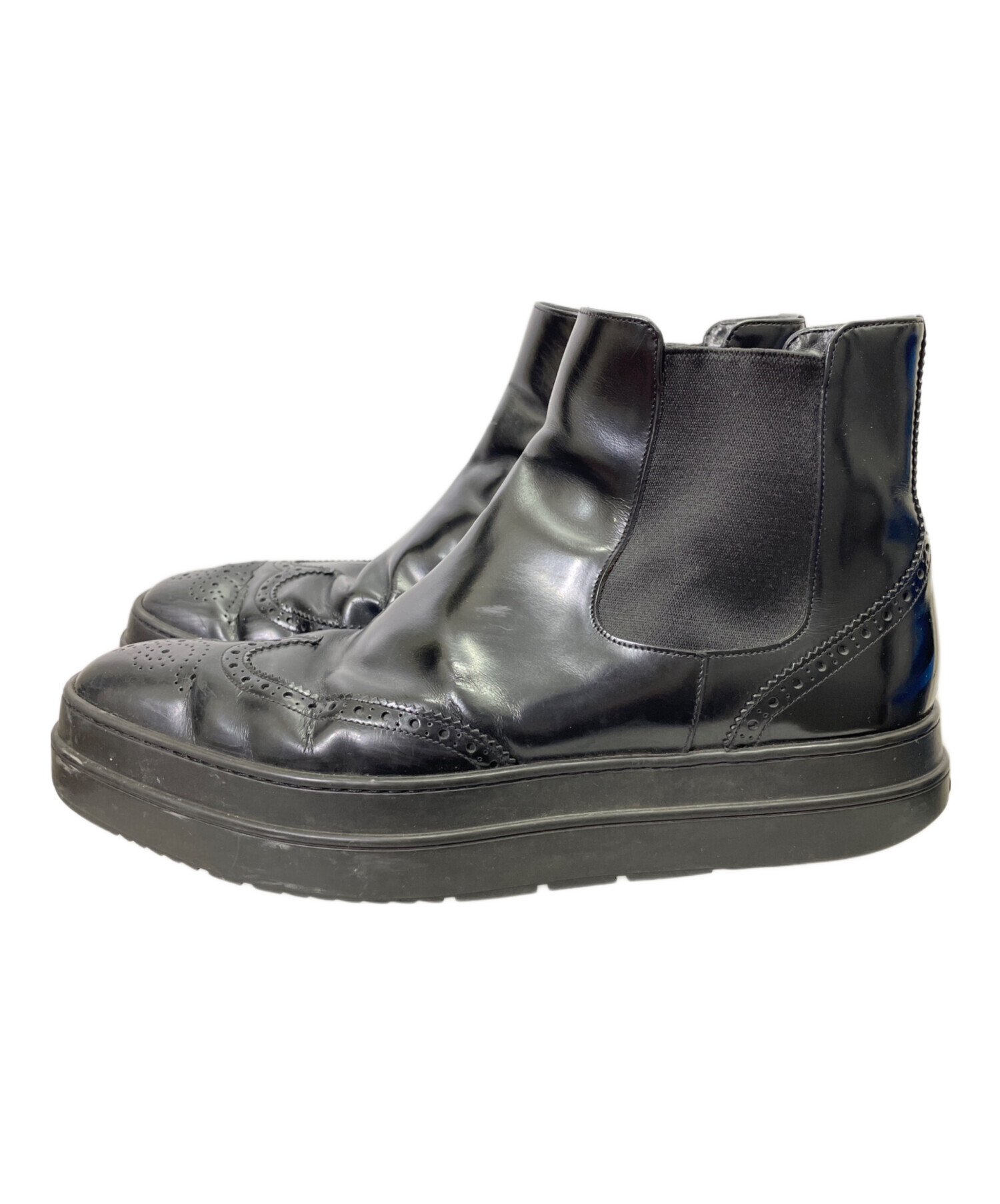 中古・古着通販】PRADA (プラダ) サイドゴアブーツ ブラック サイズ:8 