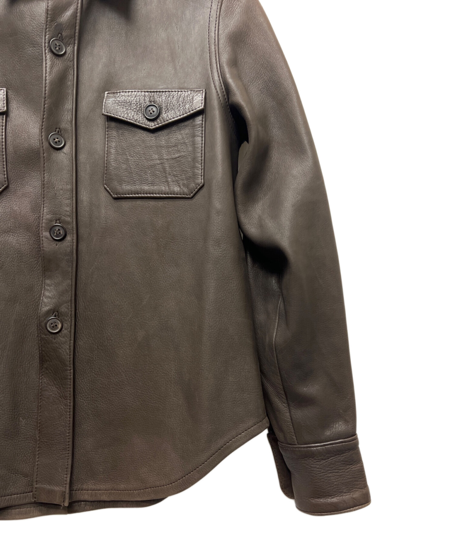 中古・古着通販】A.P.C. (アーペーセー) 90sレザーシャツ ブラウン