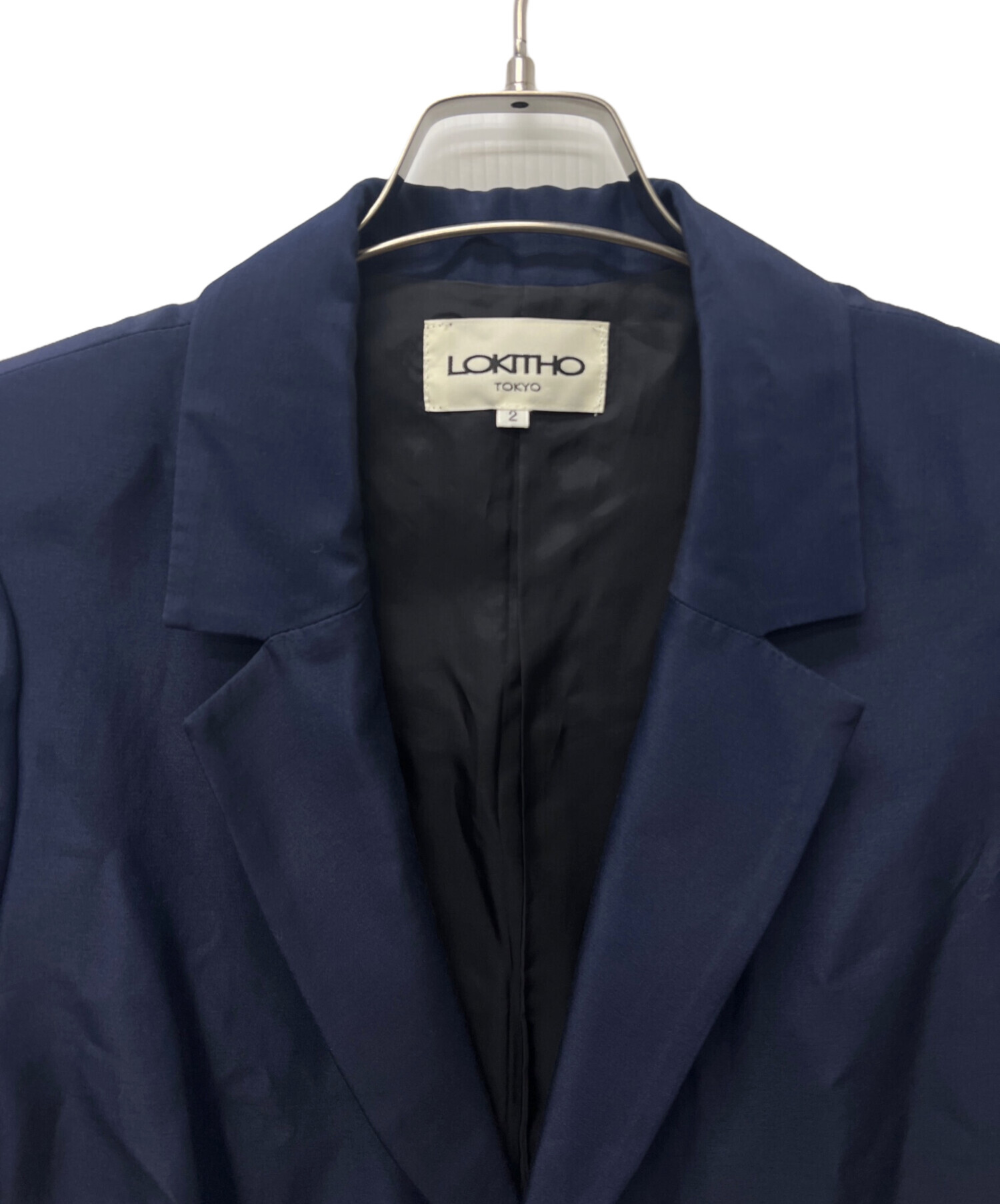LOKITHO 刺繍入りネイビーコート　新品 中古・古着通販】LOKITHO (ロキト) ロングコート ネイビー サイズ:2