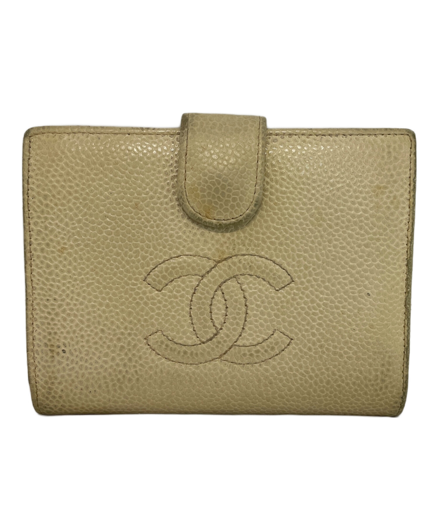 中古・古着通販】CHANEL (シャネル) 2つ折り財布 ベージュ｜ブランド 