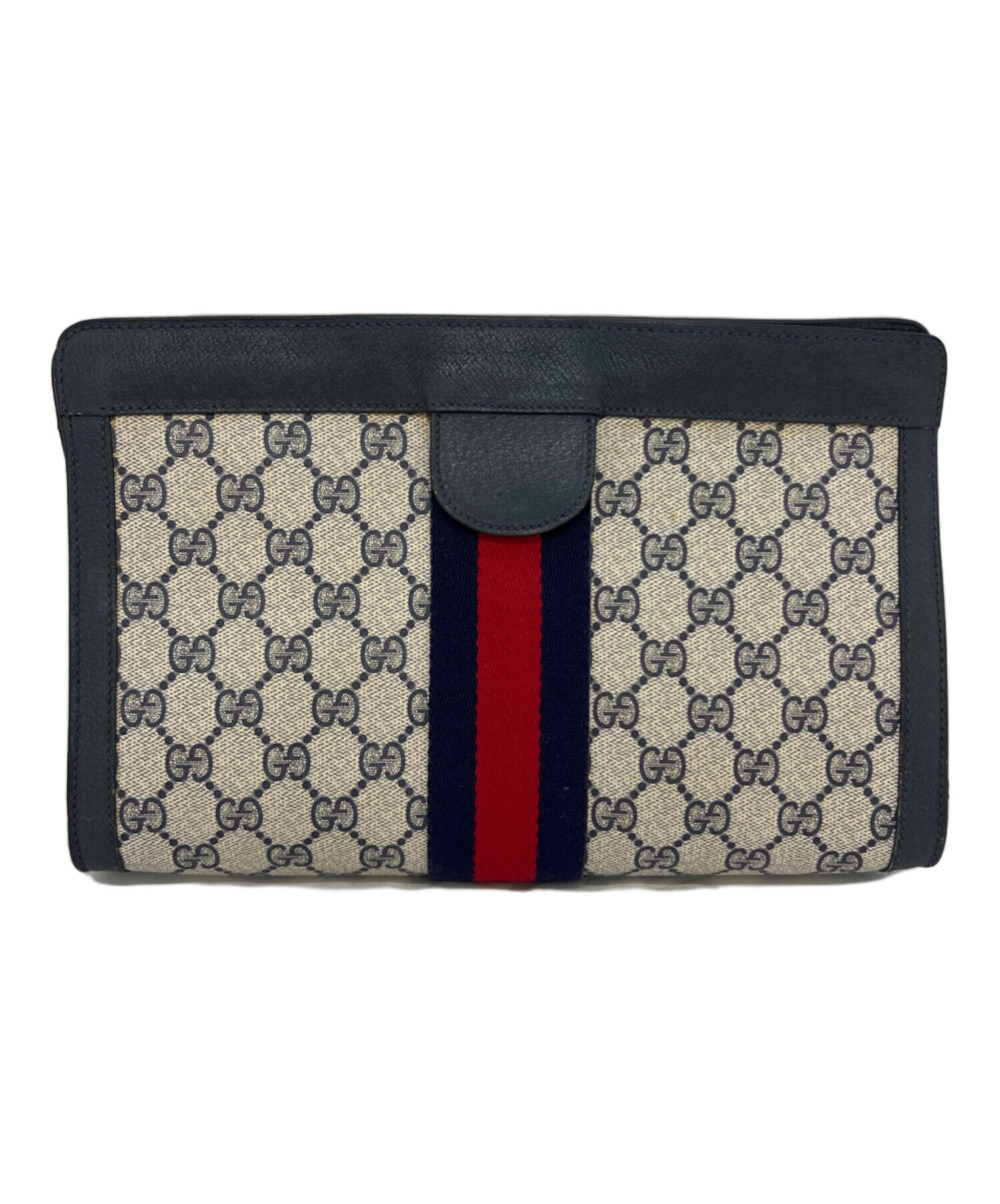 GUCCI クラッチバッグ ネイビー/レッド 中古・古着通販】GUCCI (グッチ) クラッチバッグ ネイビー｜ブランド