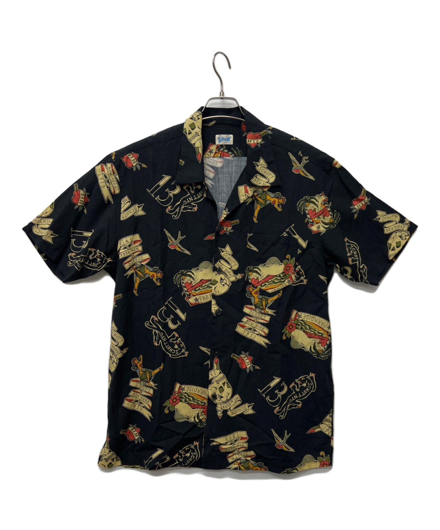 中古・古着通販】Schott (ショット) アロハシャツ ブラック サイズ:XL