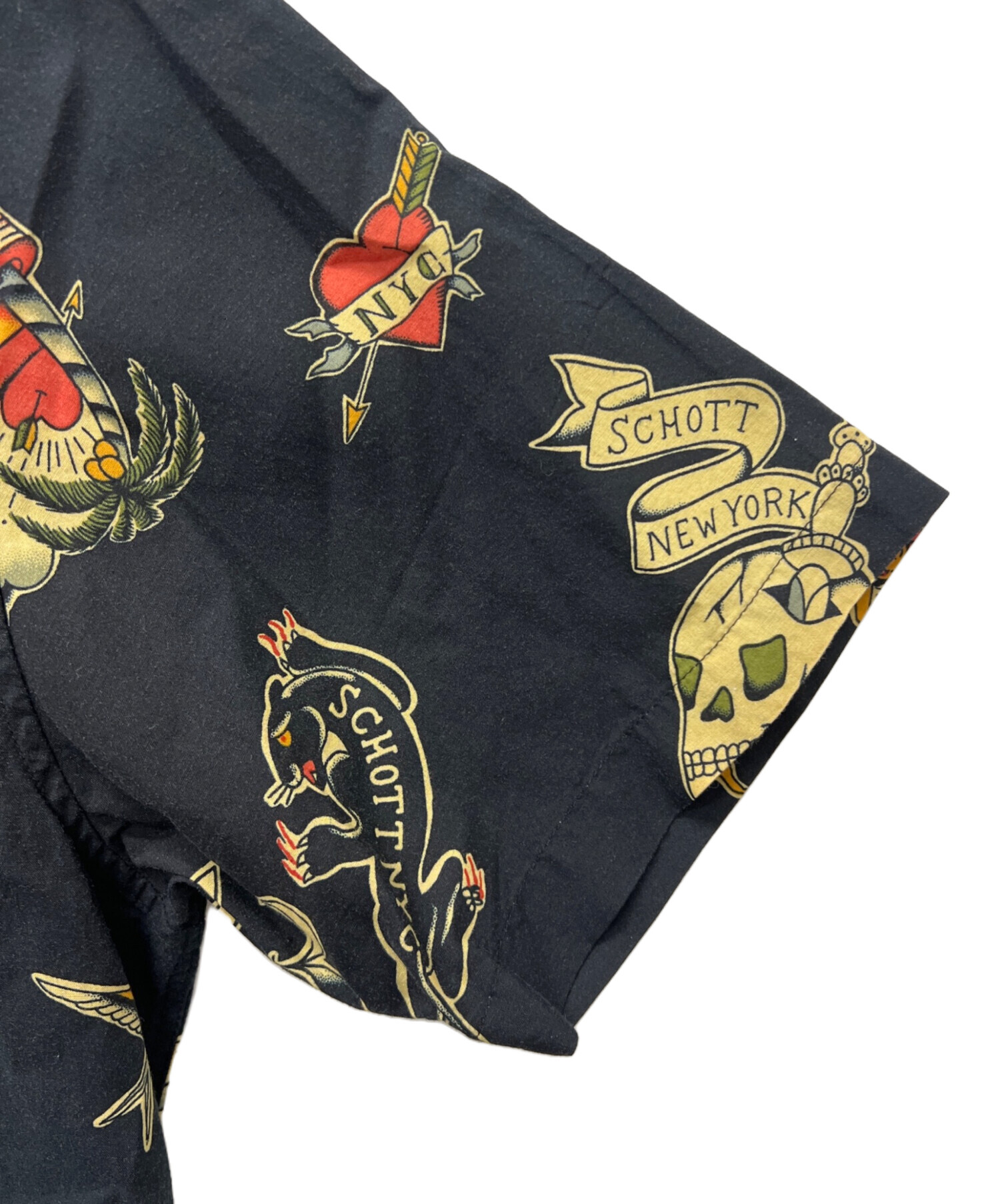中古・古着通販】Schott (ショット) アロハシャツ ブラック サイズ:XL