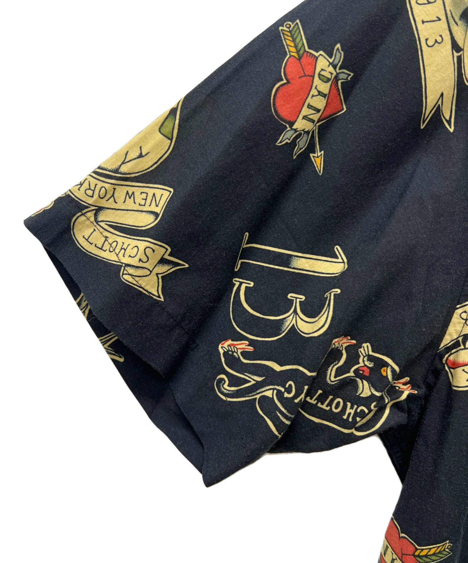 中古・古着通販】Schott (ショット) アロハシャツ ブラック サイズ:XL