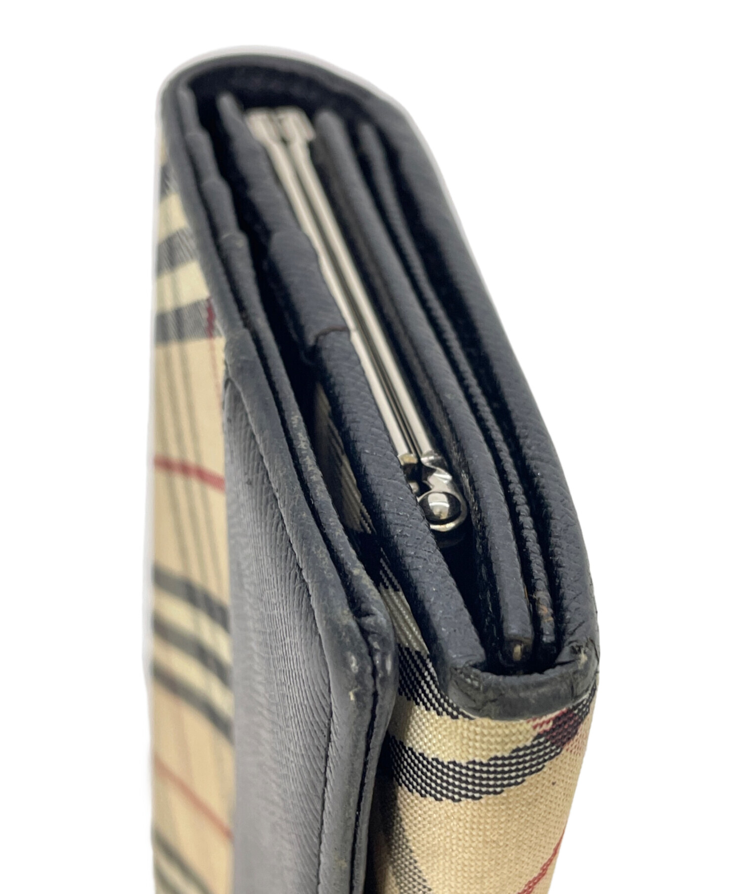 中古・古着通販】BURBERRY (バーバリー) 長財布 ベージュ×ブラック