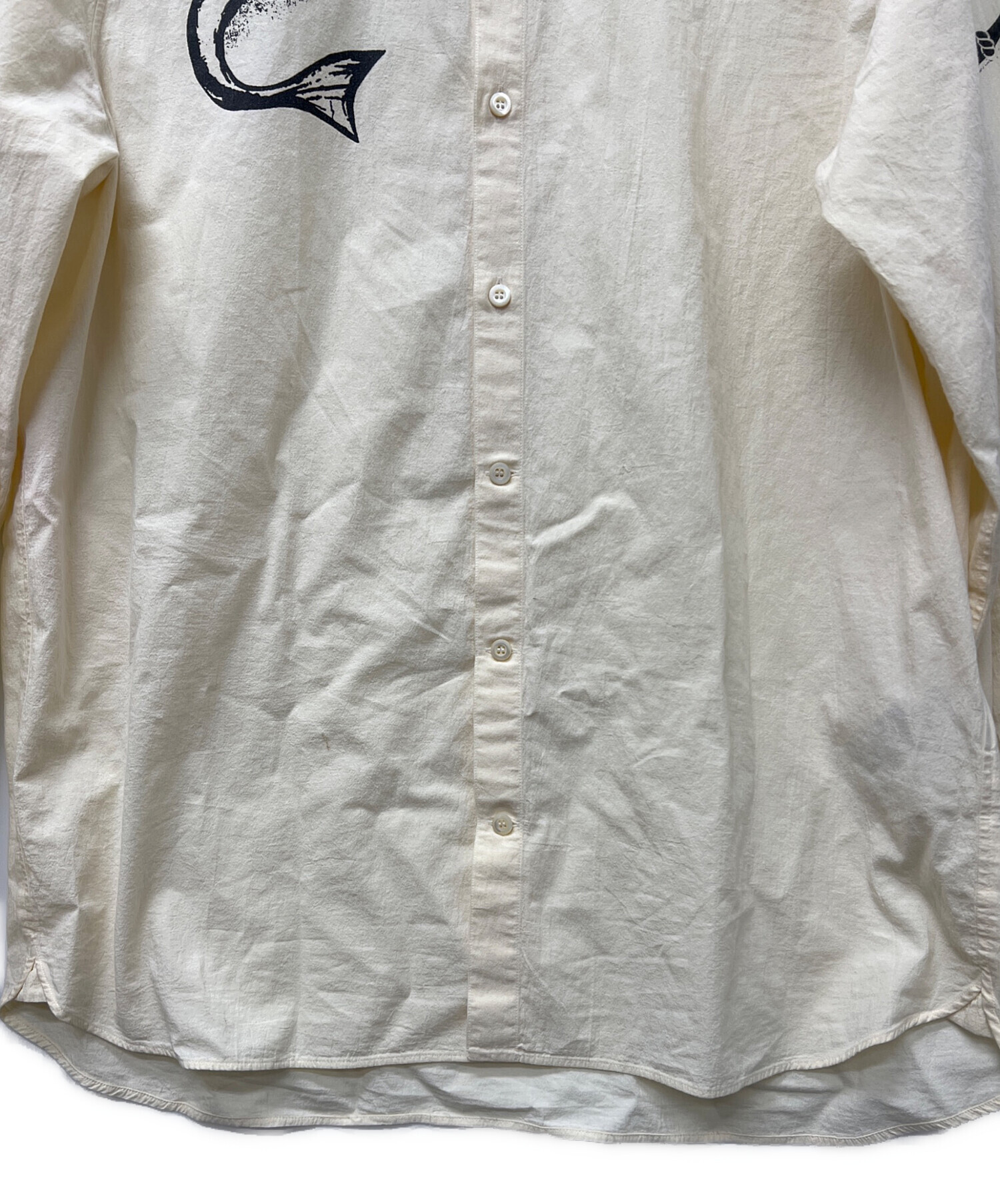 中古・古着通販】PRADA (プラダ) タトゥープリントシャツ アイボリー