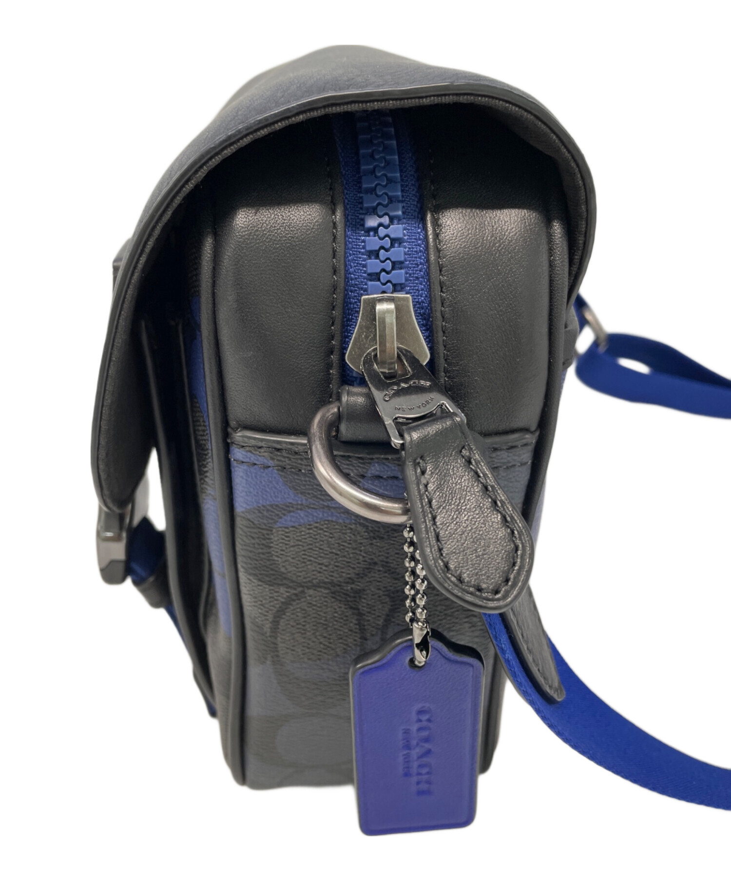 中古・古着通販】COACH (コーチ) ショルダーバッグ ブラック×ブルー 