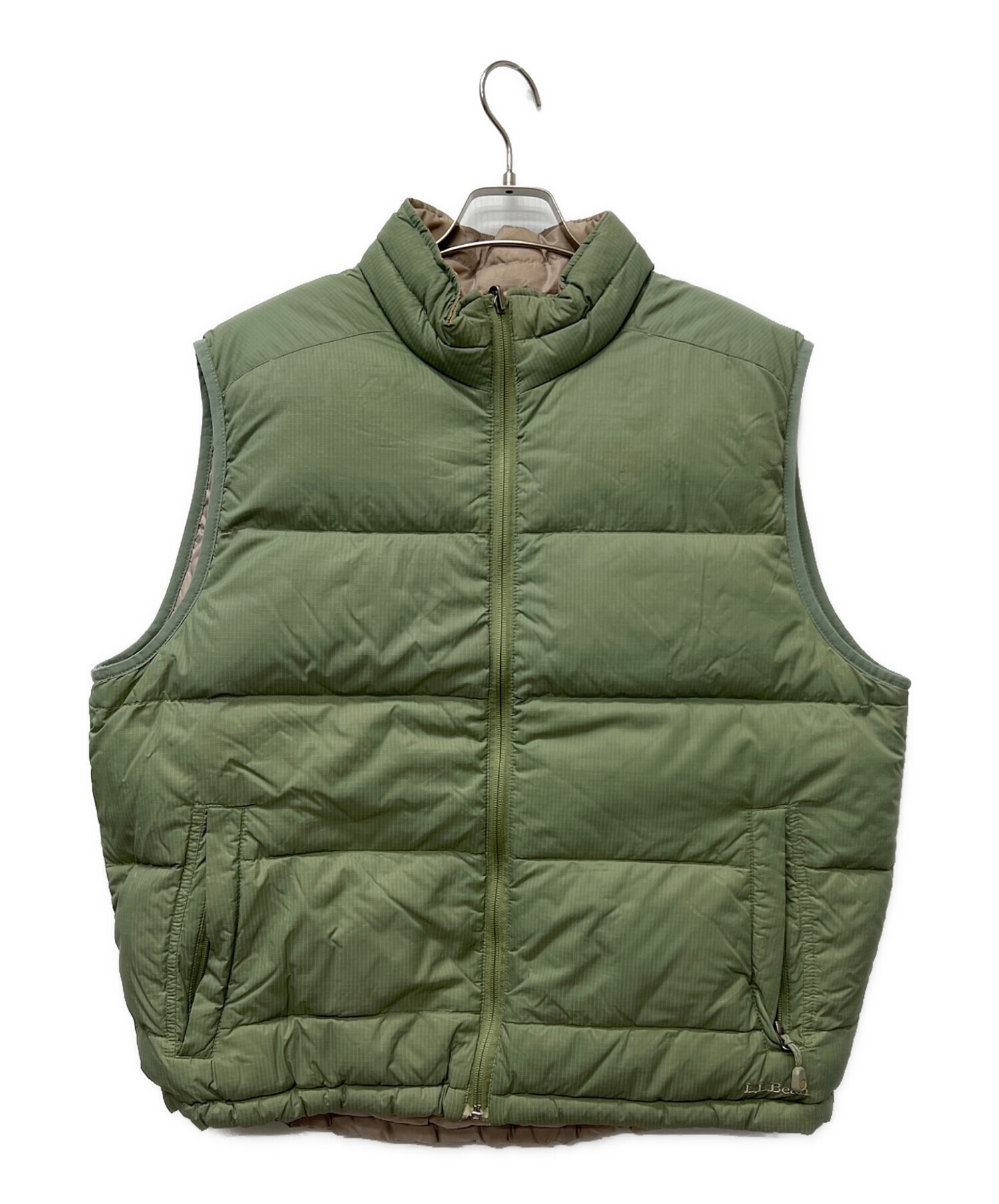 エルエルビーン　ダウンベスト　リバーシブル　カーキ×ベージュ　美品 中古・古着通販】L.L.Bean (エルエルビーン) リバーシブルベスト