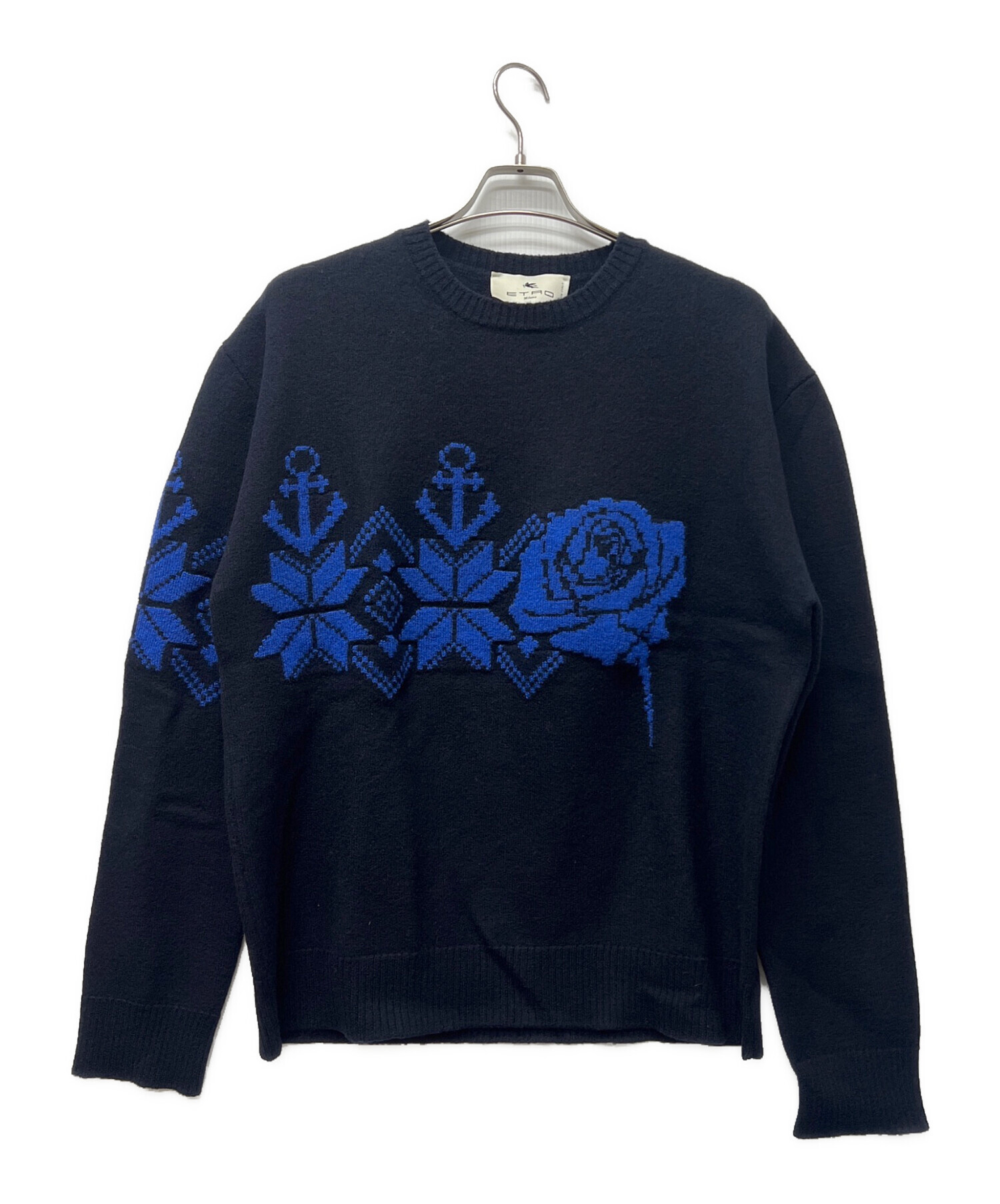 中古・古着通販】ETRO (エトロ) 薄手ニット ブラック×ブルー サイズ:M 