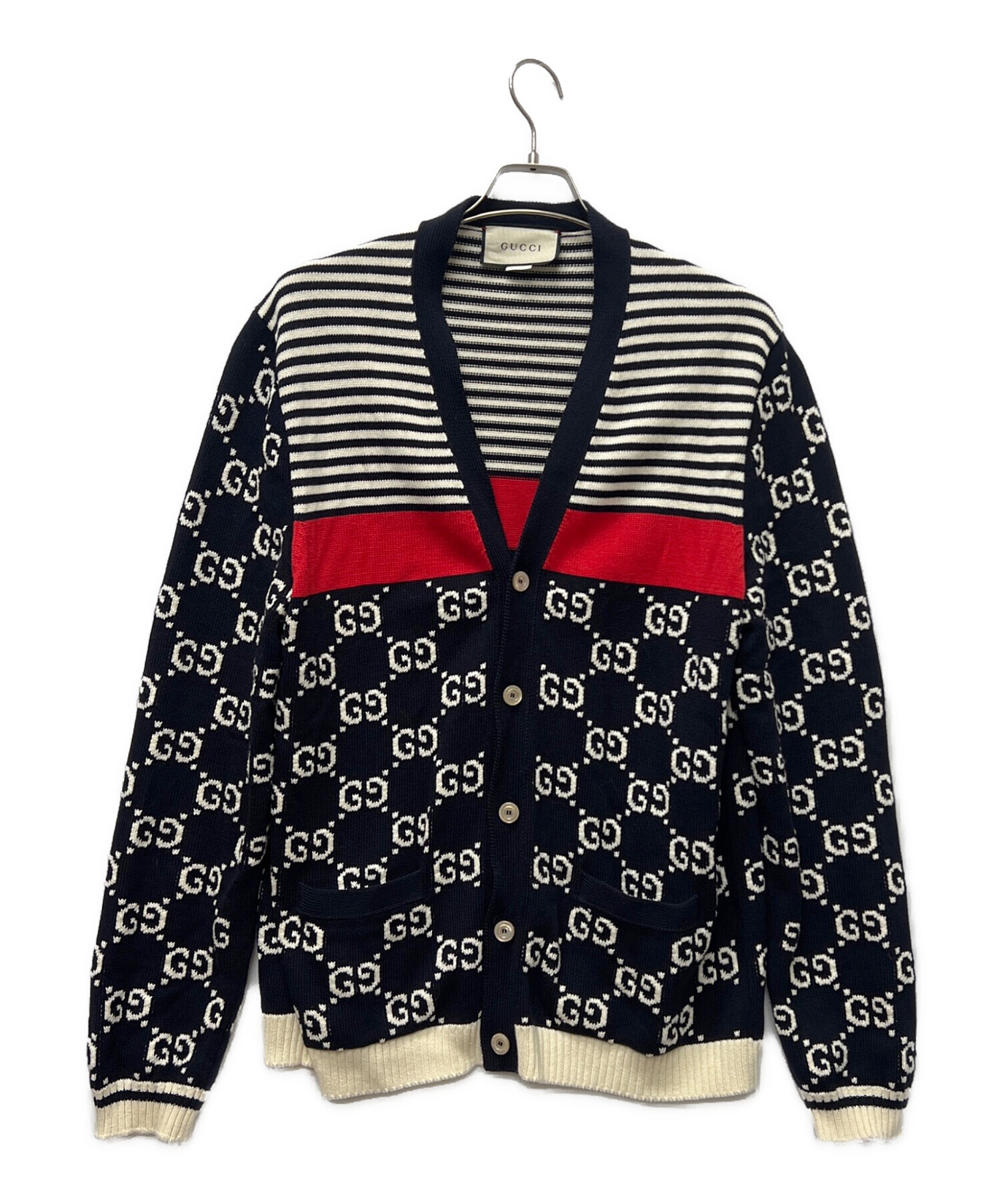 中古・古着通販】GUCCI (グッチ) ニットカーディガン ネイビー 