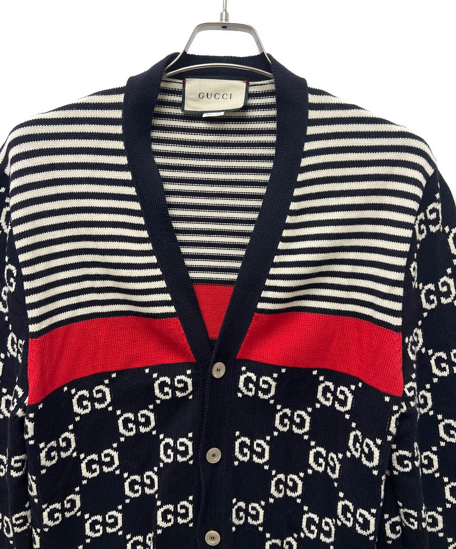 中古・古着通販】GUCCI (グッチ) ニットカーディガン ネイビー 
