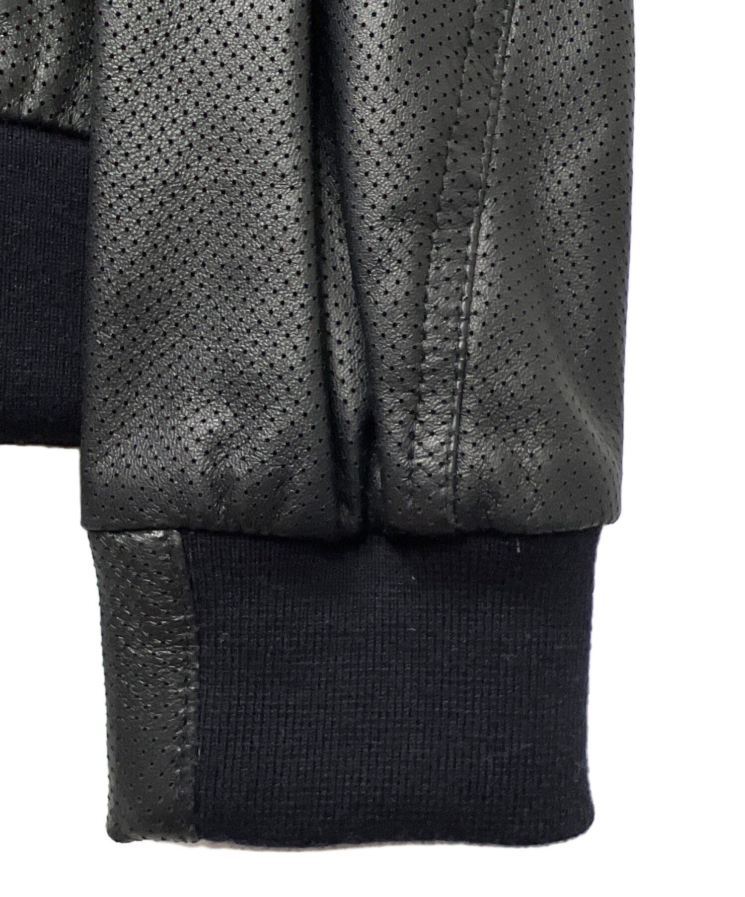 未使用✨エンメティ パンチングレザー&ネオプレン レザーブルゾン パーカー 44 未使用✨エンメティ パンチングレザー&ネオプレン レザー