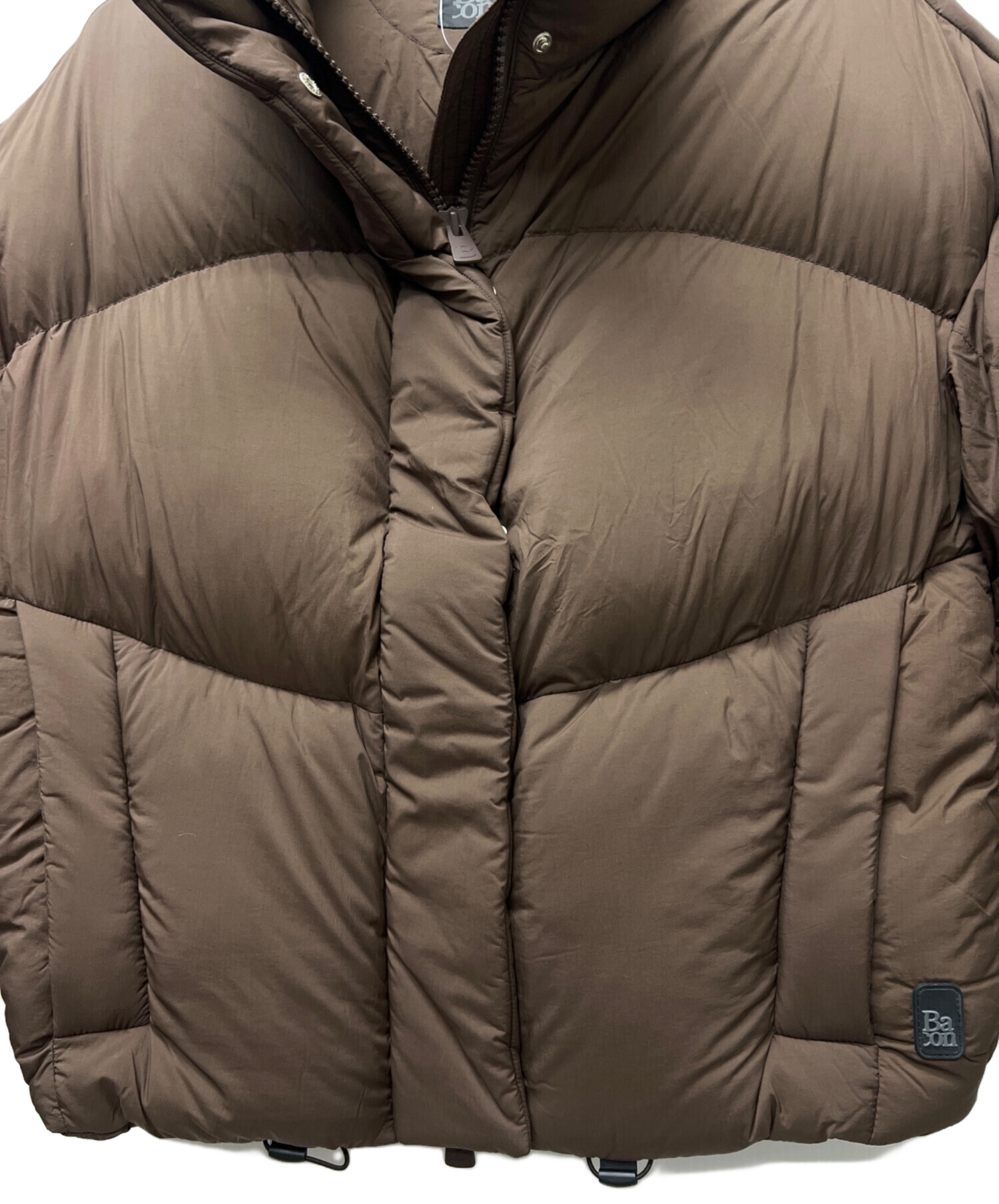 【美品】 BACON ベーコン フード付きジャケット ブラウン サイズS 中古・古着通販】BACON (ベーコン) ダウンジャケット ブラウン