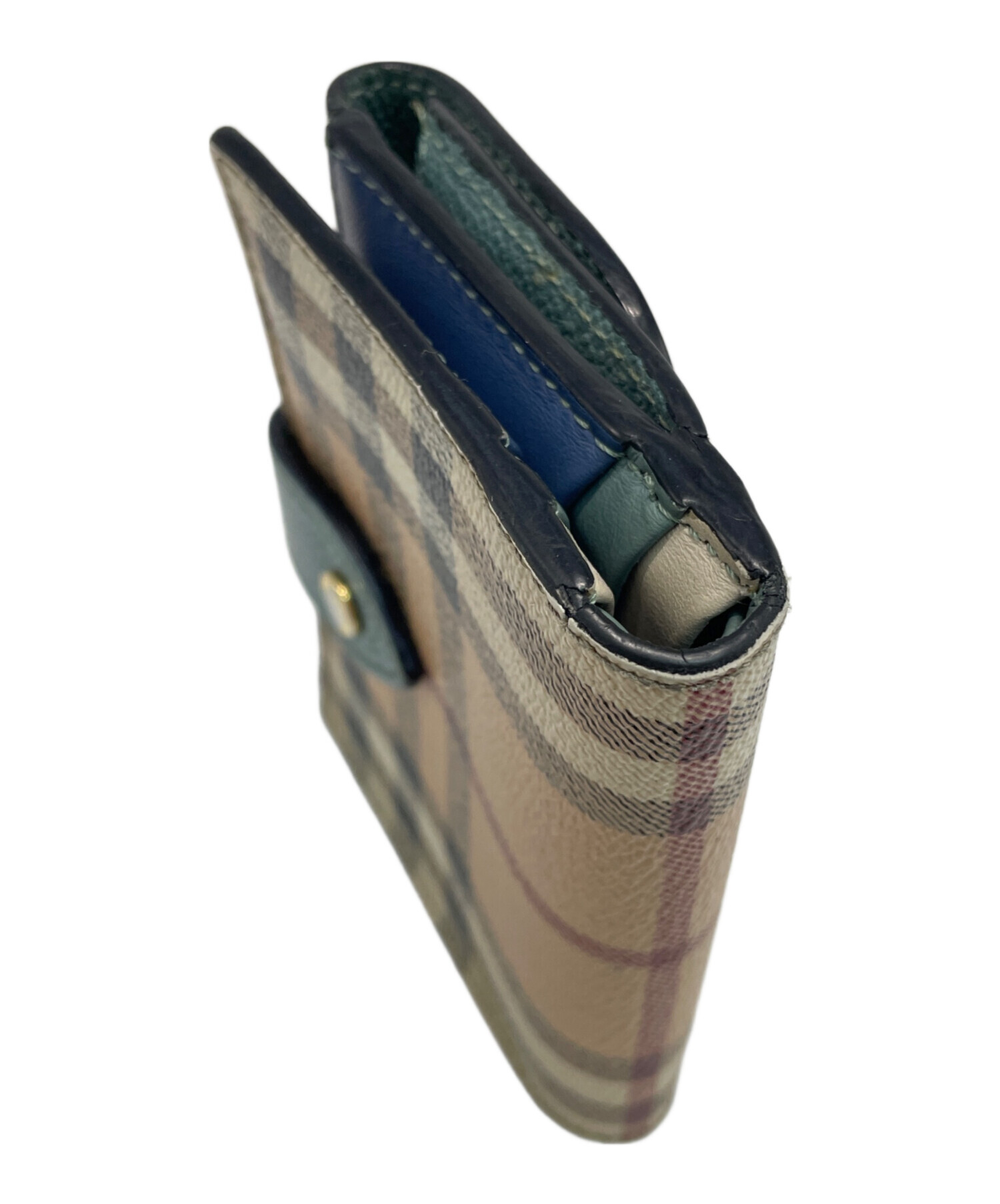 【新品】BURBERRY 二つ折り財布 ダークグリーン 箱付　エンボス加工 中古・古着通販】BURBERRY (バーバリー) 2つ折り財布 ブラウン