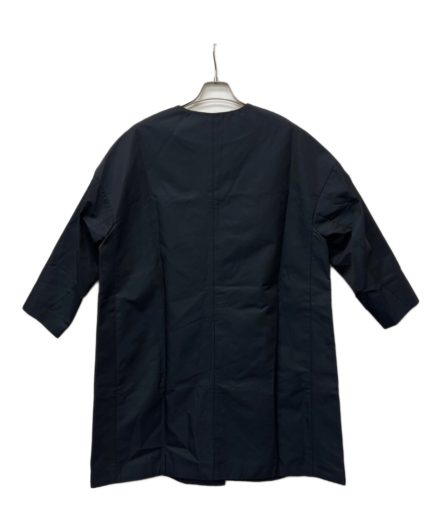 中古・古着通販】ADORE (アドーア) ノーカラーコート ネイビー サイズ