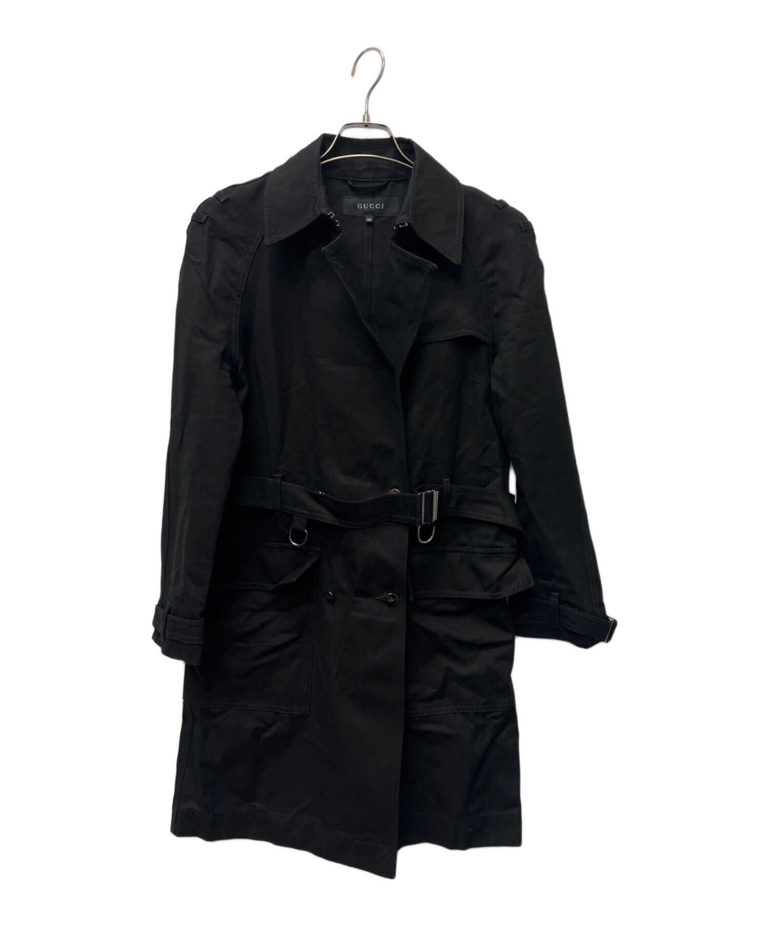 中古・古着通販】GUCCI (グッチ) トレンチコート ブラック サイズ:42 