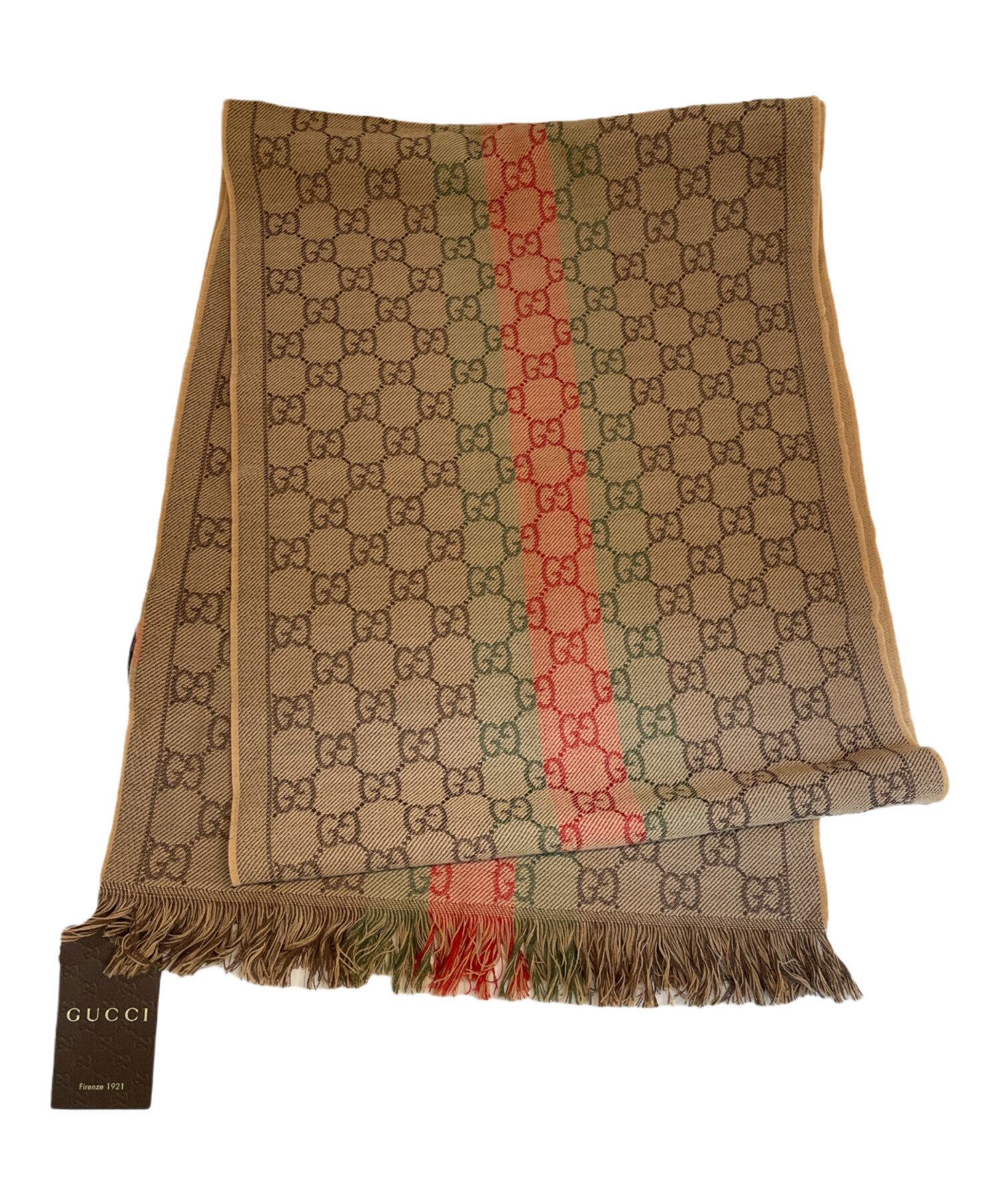 GUCCI グッチ マフラー シェリーライン GG 中古・古着通販】GUCCI (グッチ) シェリーライン マフラー ブラウン