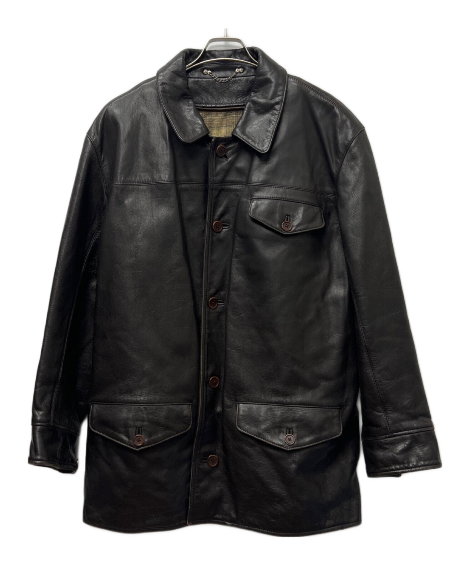 00s カルバンクライン CK   牛革 レザーカーコート 中古・古着通販】Calvin Klein (カルバンクライン) レザーコート