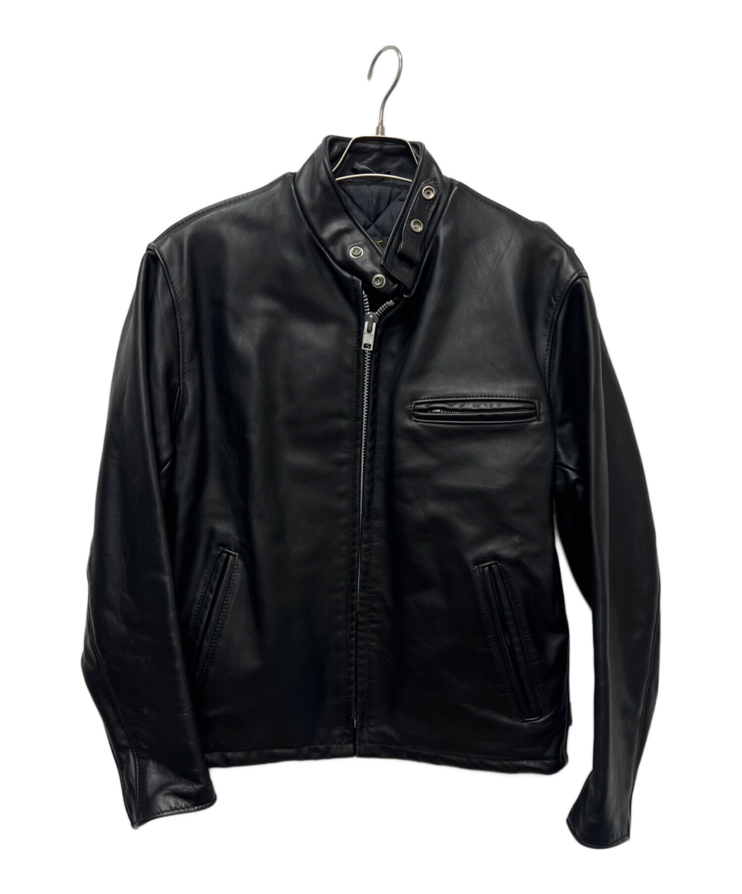 schottブラックレザーシングルライダースジャケット　40 中古・古着通販】Schott (ショット) シングルライダースジャケット