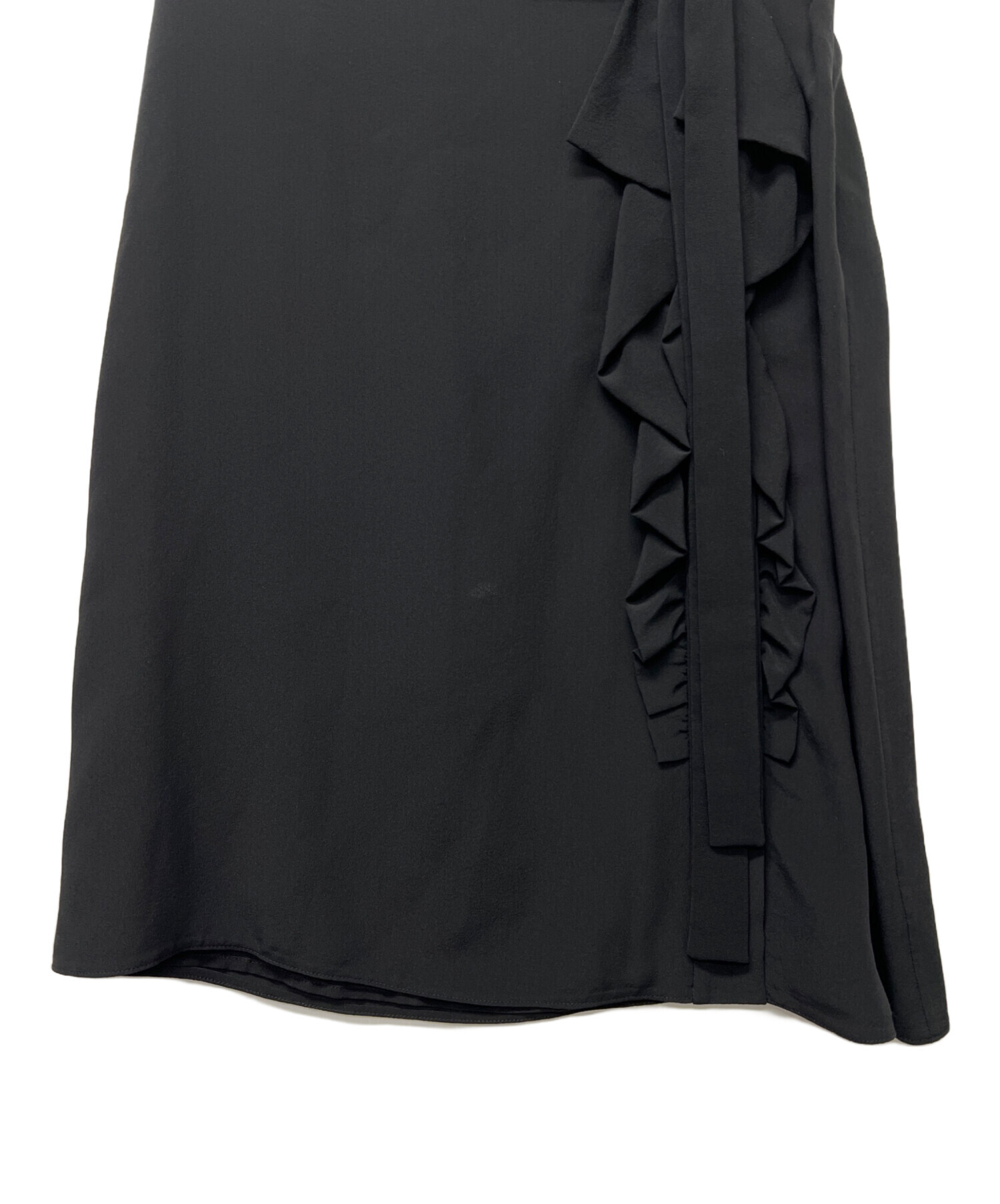 中古・古着通販】PRADA (プラダ) フリル付スカート ブラック サイズ