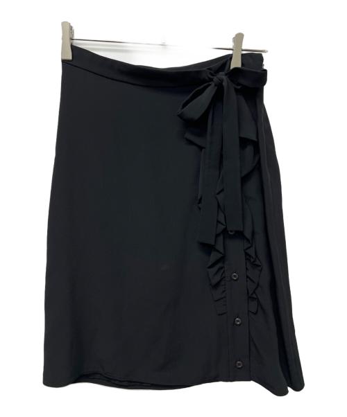 中古・古着通販】PRADA (プラダ) フリル付スカート ブラック サイズ