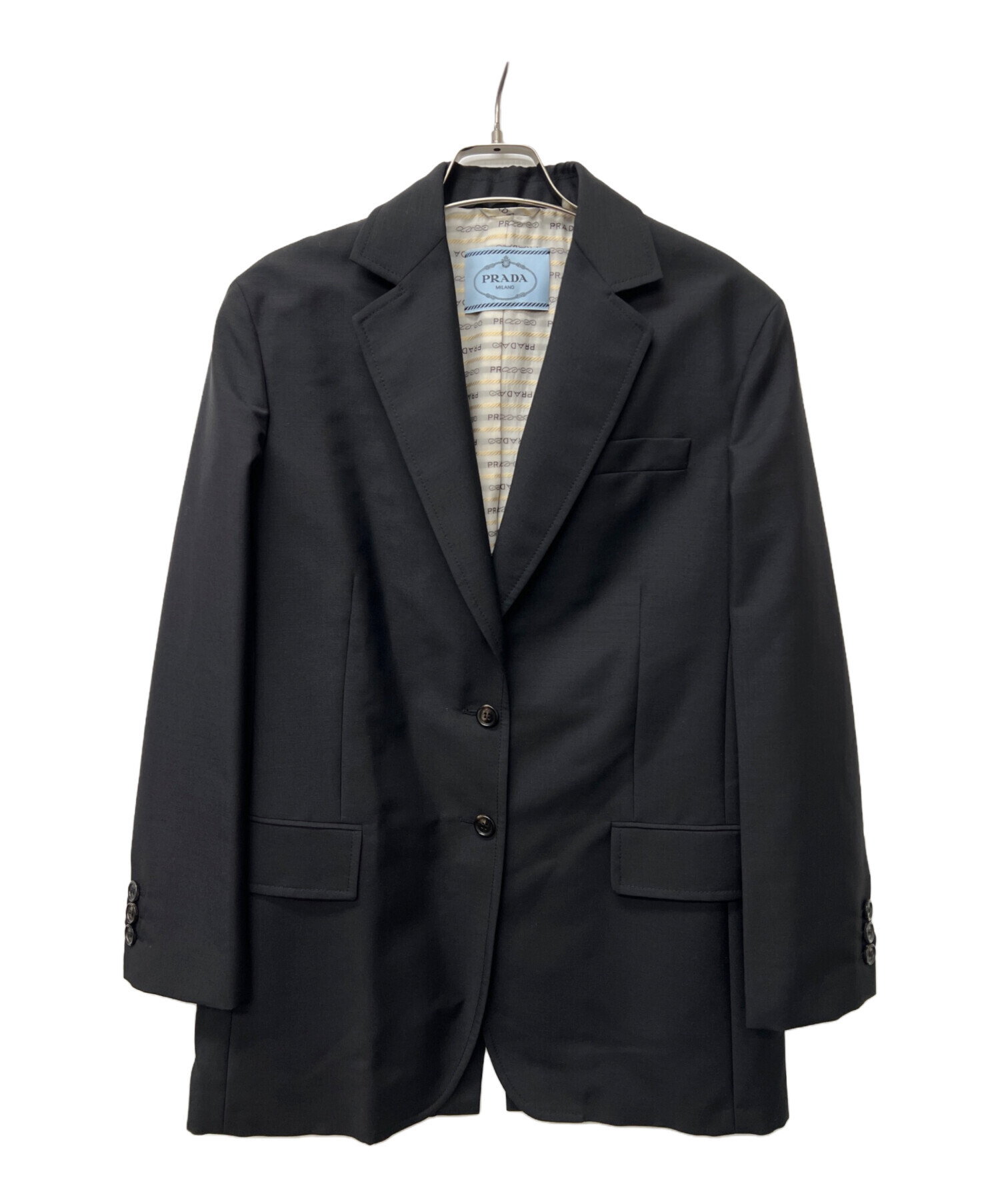 未使用☆PRADA ブラック テーラードジャージー素材ジャケット 中古・古着通販】PRADA (プラダ) テーラードジャケット ブラック