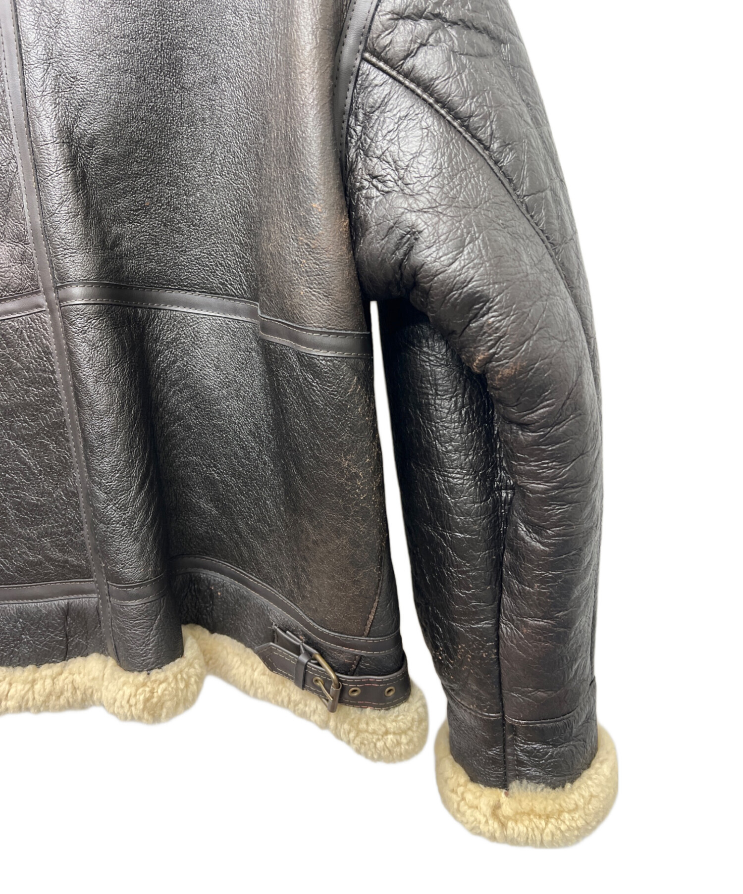 【高級◎ ゆったり】TEODEM ムートンジャケット B3 本革 ボア XL 中古・古着通販】TEODEM (テオデム) ムートンジャケット ブラウン