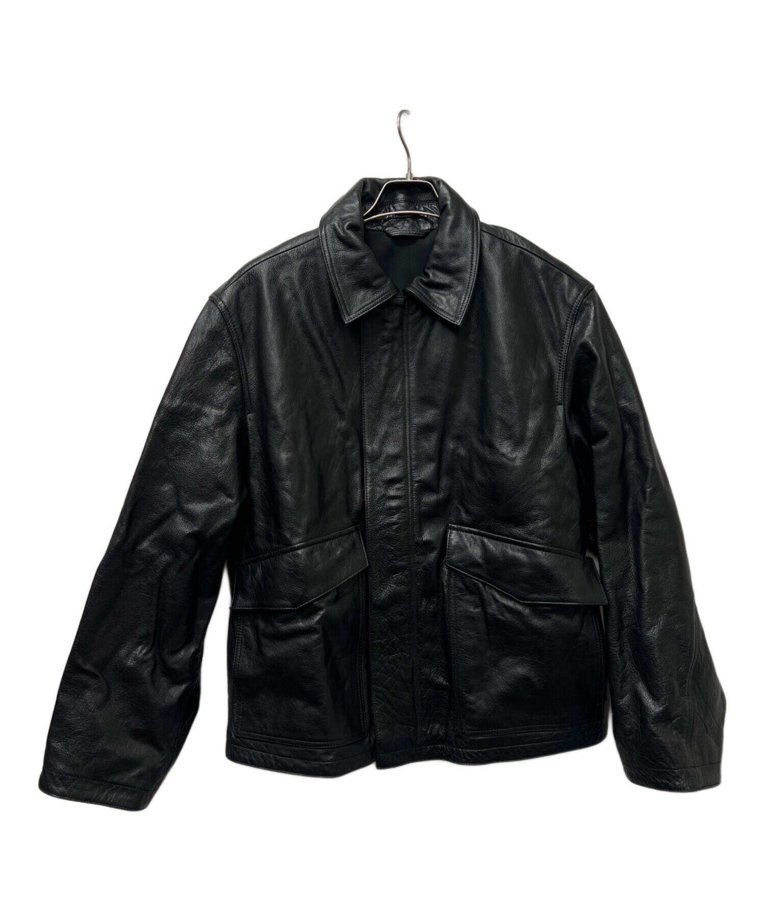 ZARA ザラ　レザージャケット　ブルゾン　カウレザー　サイズXS リアルレザー 中古・古着通販】ZARA (ザラ) カウレザージャケット ブラック サイズ:M