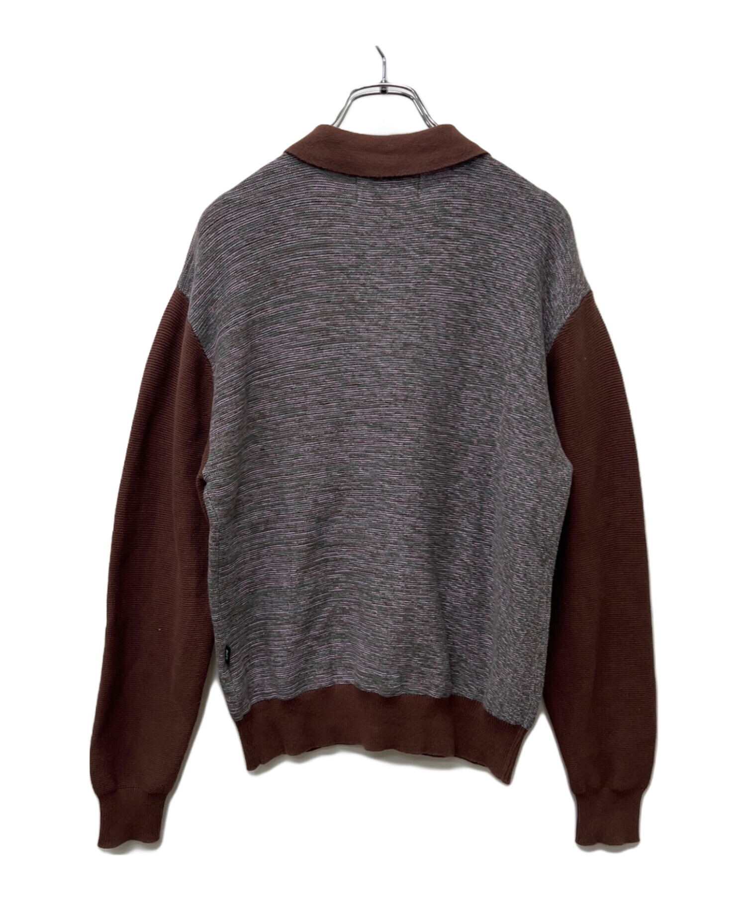 中古・古着通販】BoTT (ボット) Marled Knit Polo グレー×ブラウン
