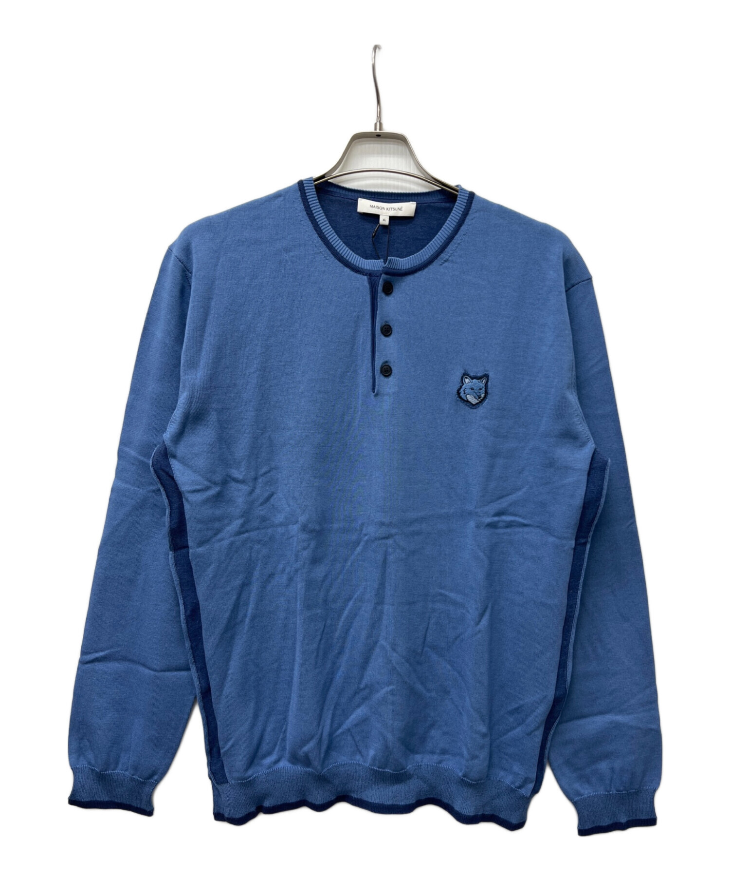 中古・古着通販】maison kitsune (メゾンキツネ) 薄手ニット ブルー 