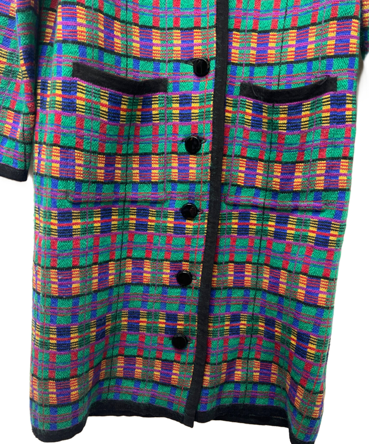 Yves Saint Laurent ロングニットコート　肩パッドあり　緑　L Yves Saint Laurent ロングニットコート 肩パッドあり 緑 L 中古・古着