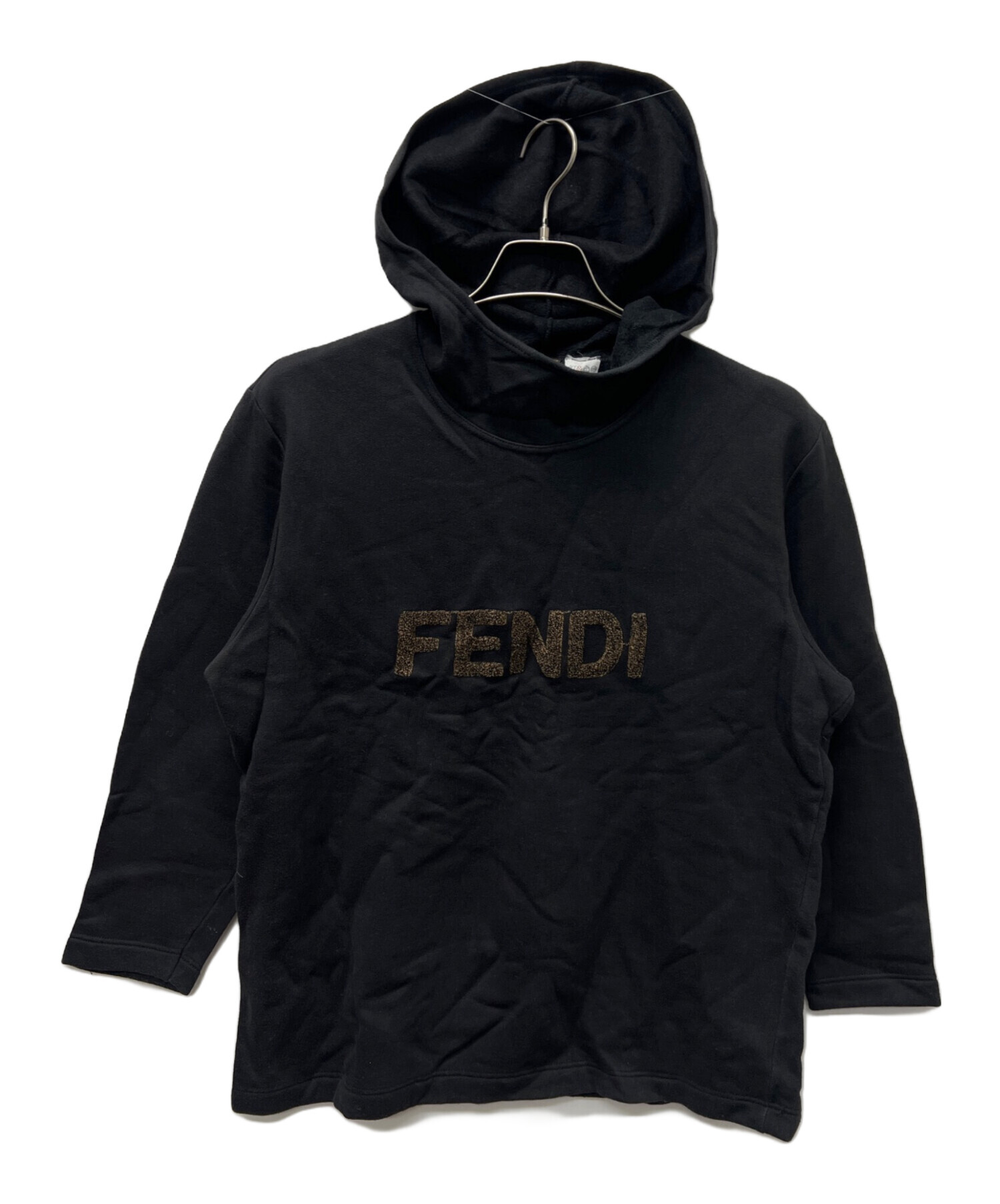 中古・古着通販】FENDI (フェンディ) 裏起毛ロゴパーカー ブラック