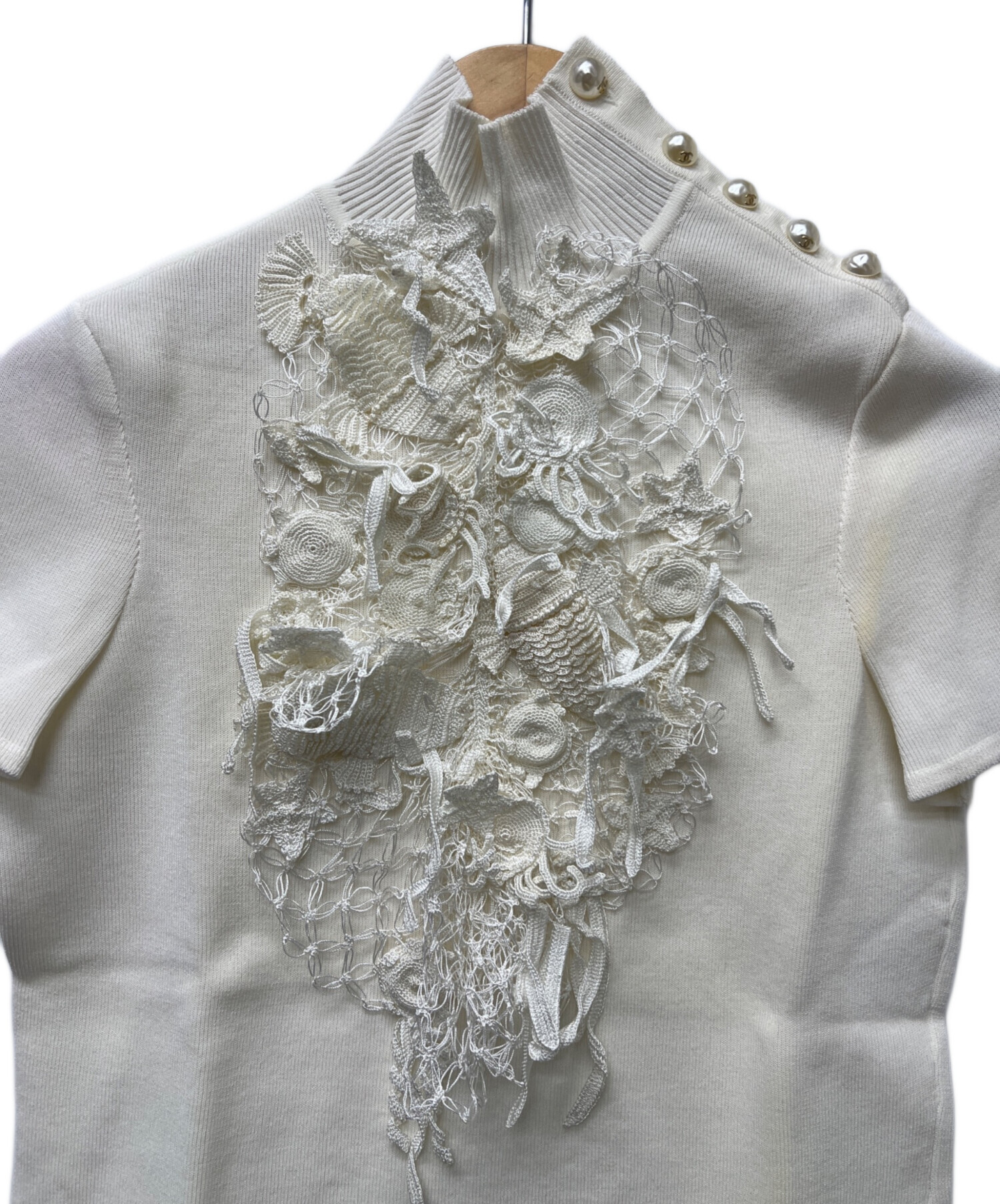 中古・古着通販】CHANEL (シャネル) 薄手ニット ホワイト サイズ:34