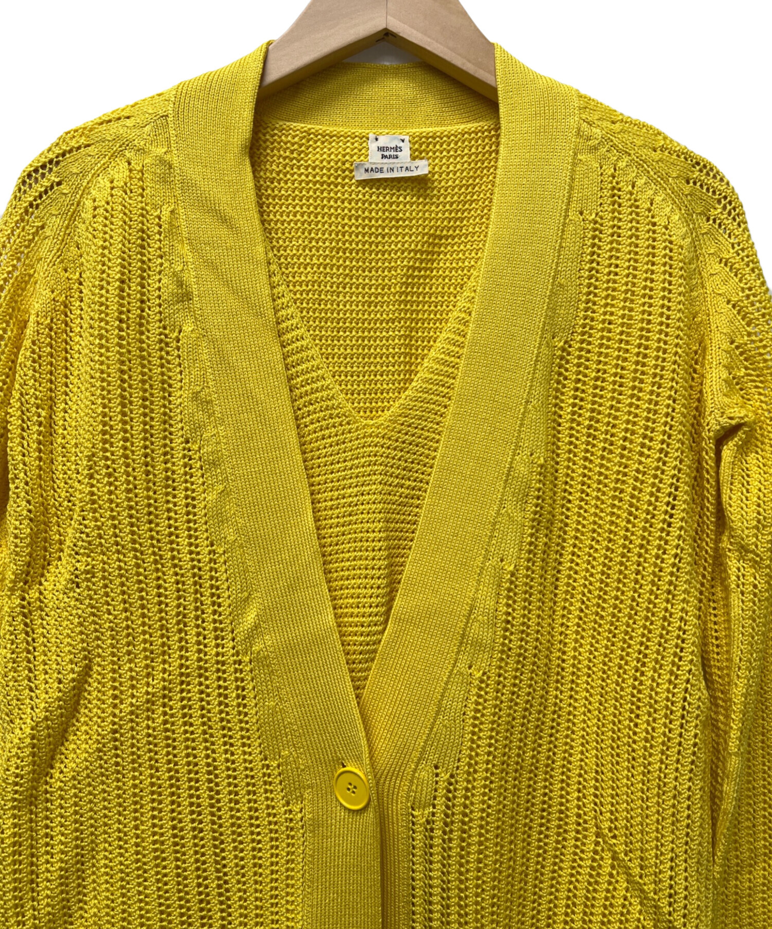HERMES カーディガン34 中古・古着通販】HERMES (エルメス) 薄手カーディガン イエロー サイズ