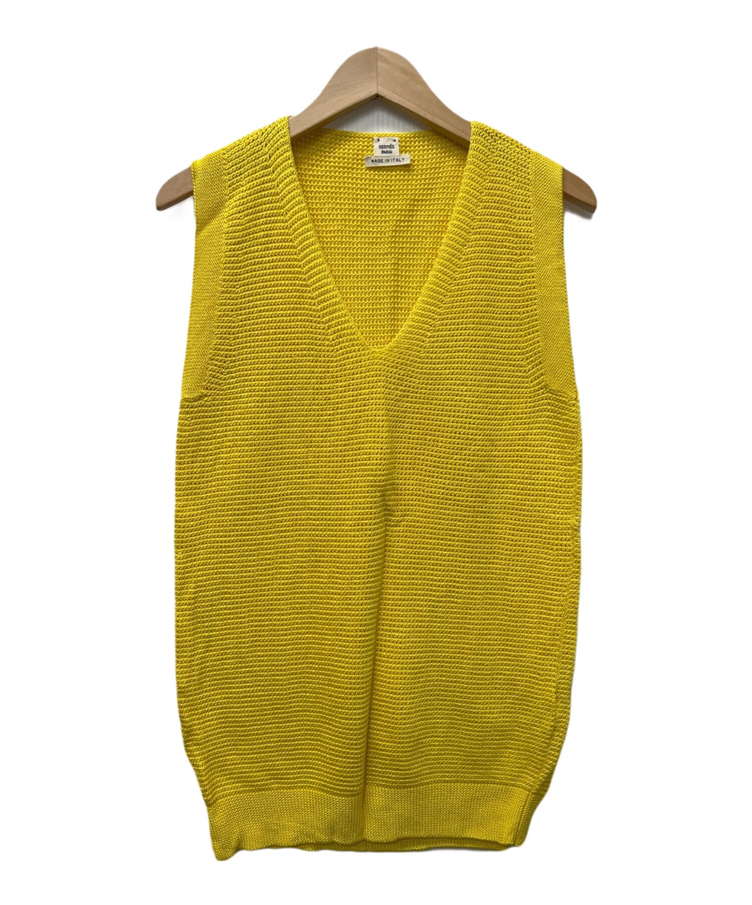 HERMES-PARIS イエロー カーディガン 38 中古・古着通販】HERMES (エルメス) 薄手カーディガン イエロー サイズ