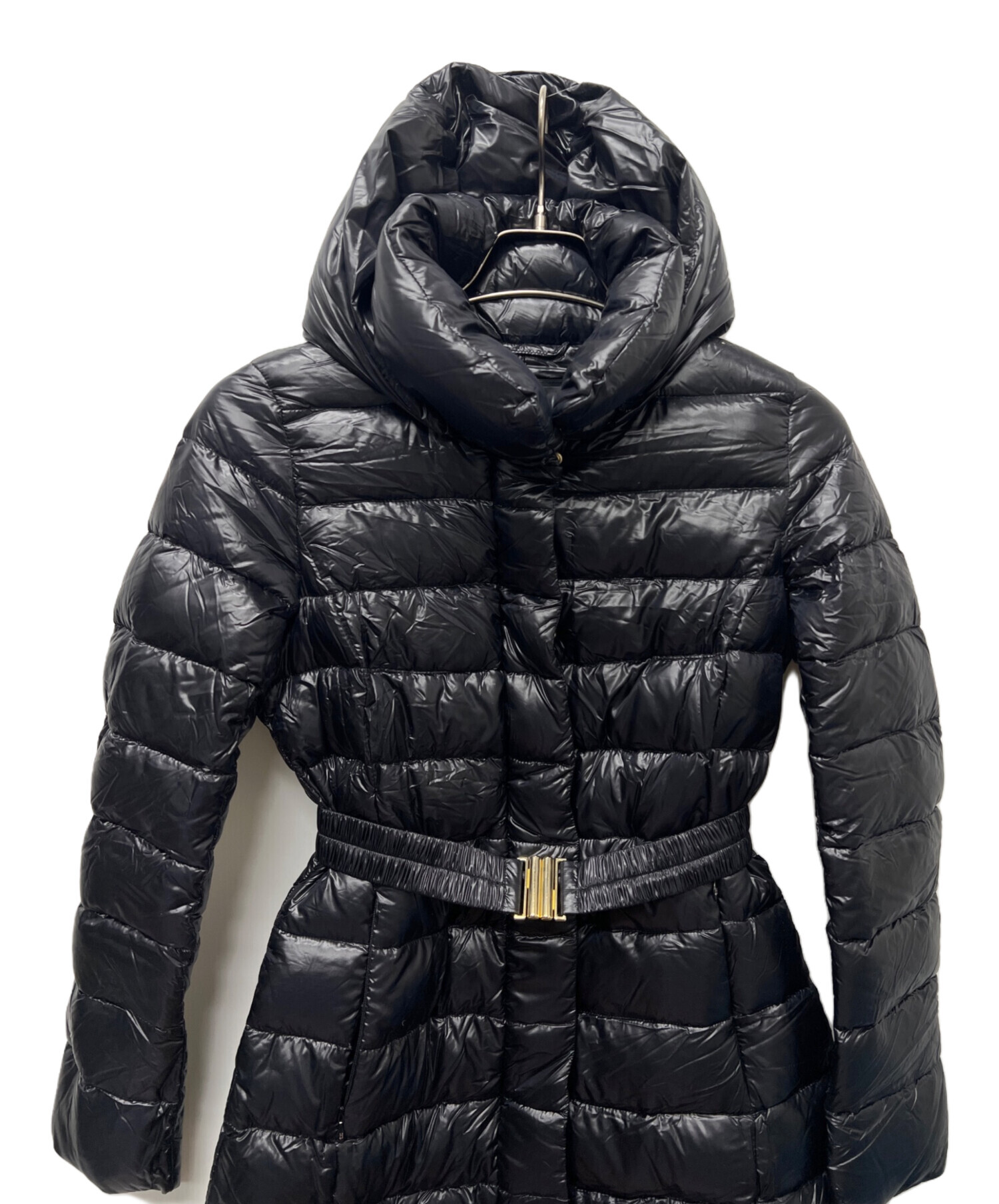 良品】HERNO ヘルノ 金ボタン切替ダウンコート ブラック 40サイズ 中古