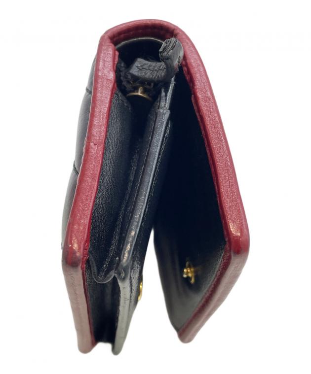 【A様お取置】中古 Gucci 二つ折り財布 ブラック/レッド GG マーモント 中古・古着通販】GUCCI (グッチ) カードケース ブラック×レッド