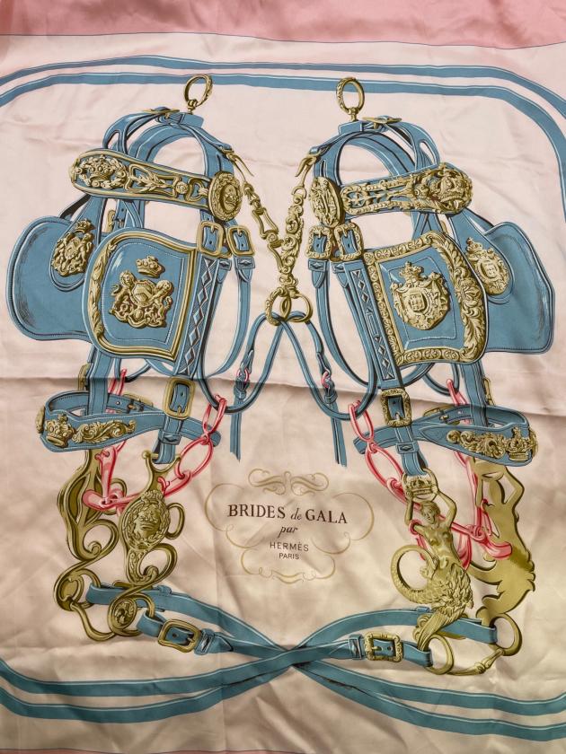 中古・古着通販】HERMES (エルメス) スカーフ ピンク×スカイブルー