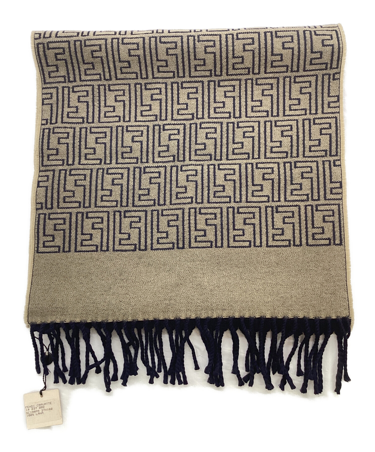 【美品】FENDI マフラー ブラックベージュ 中古・古着通販】FENDI (フェンディ) マフラー ベージュ×ブラック